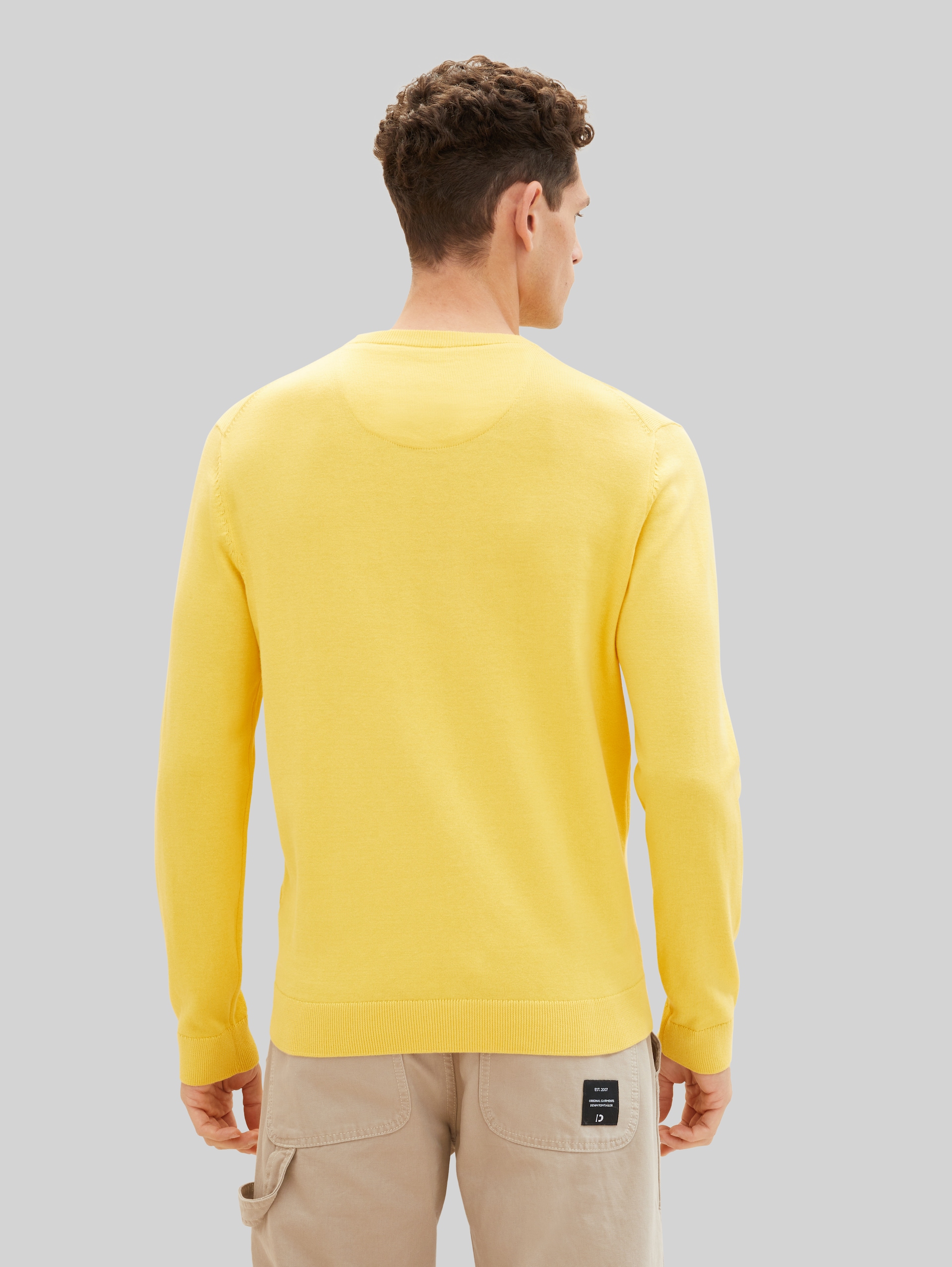 Basic katoenen gebreide trui - sunny yellow
