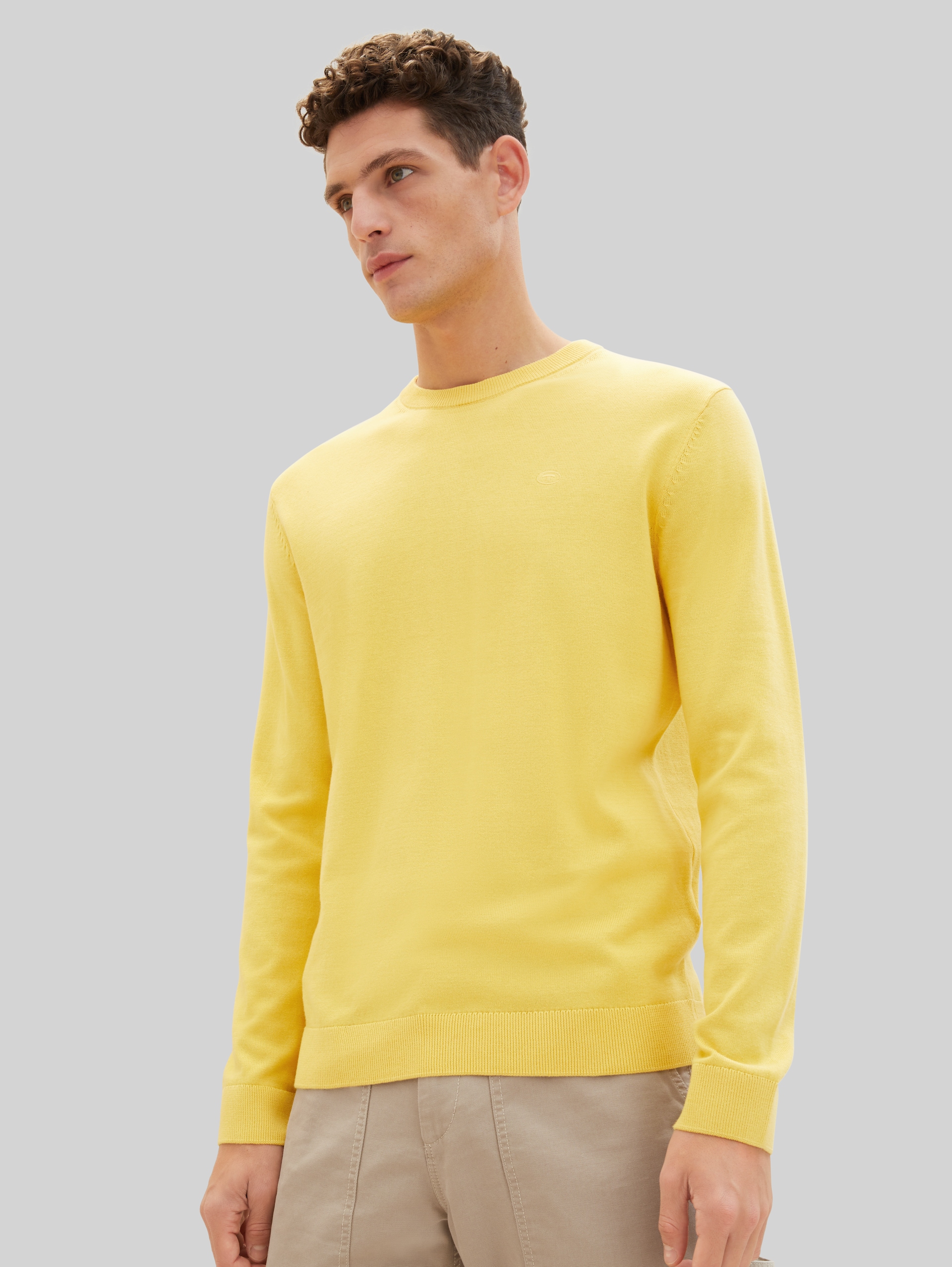 Basic katoenen gebreide trui - sunny yellow