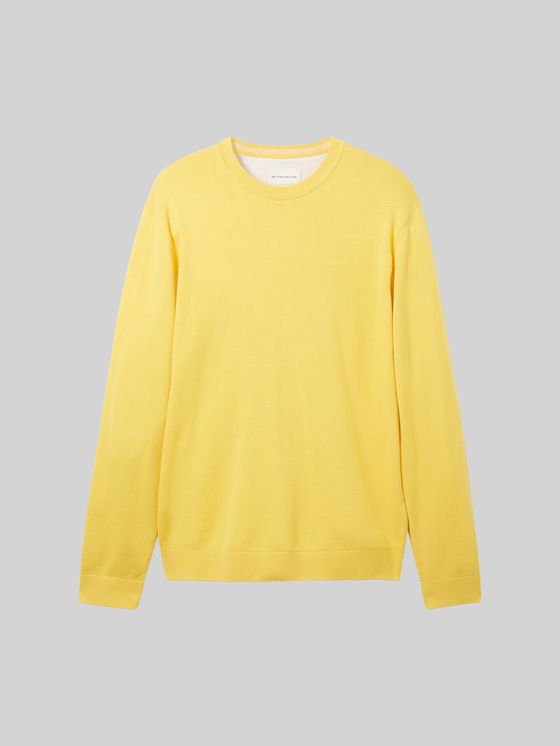 Basic katoenen gebreide trui - sunny yellow