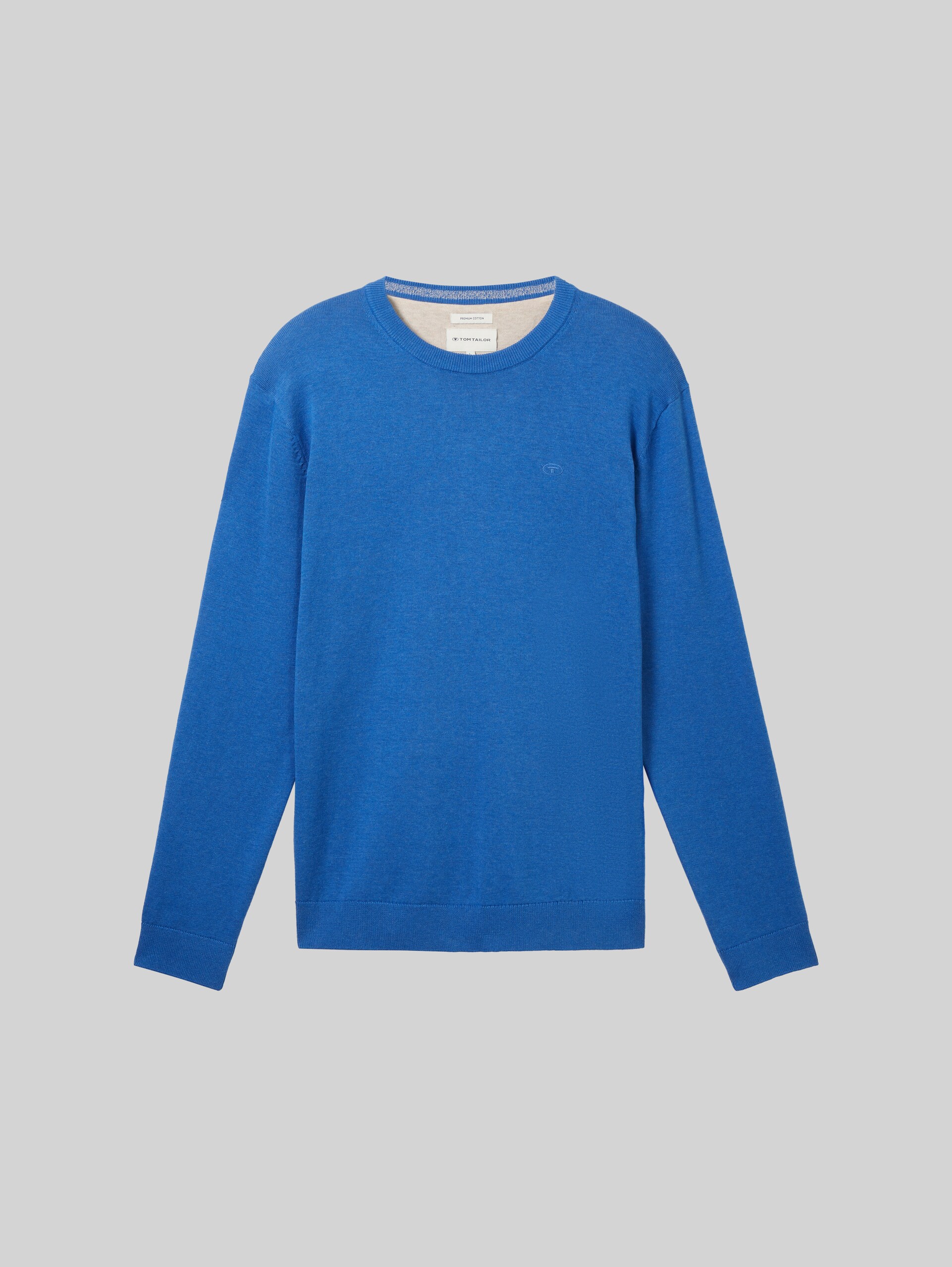 Basic katoenen gebreide trui - sure blue melange