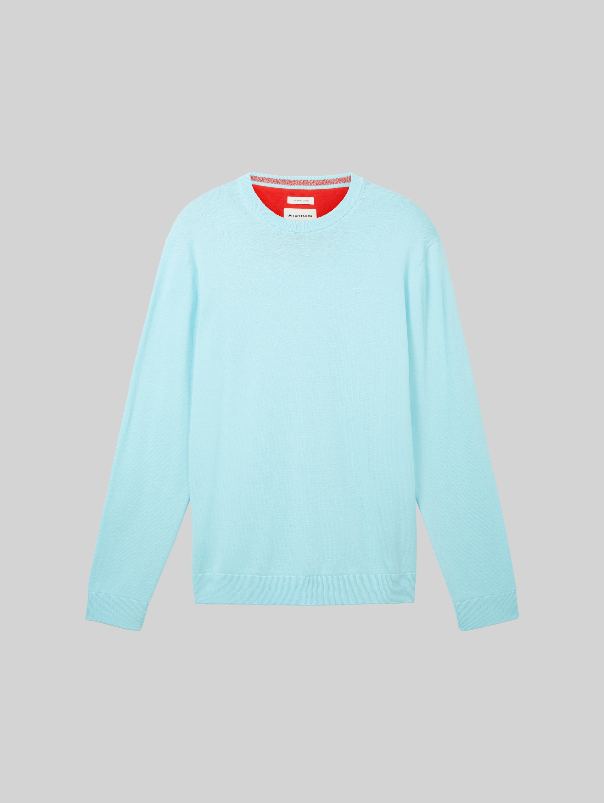 Basic katoenen gebreide trui - caribbean turquoise