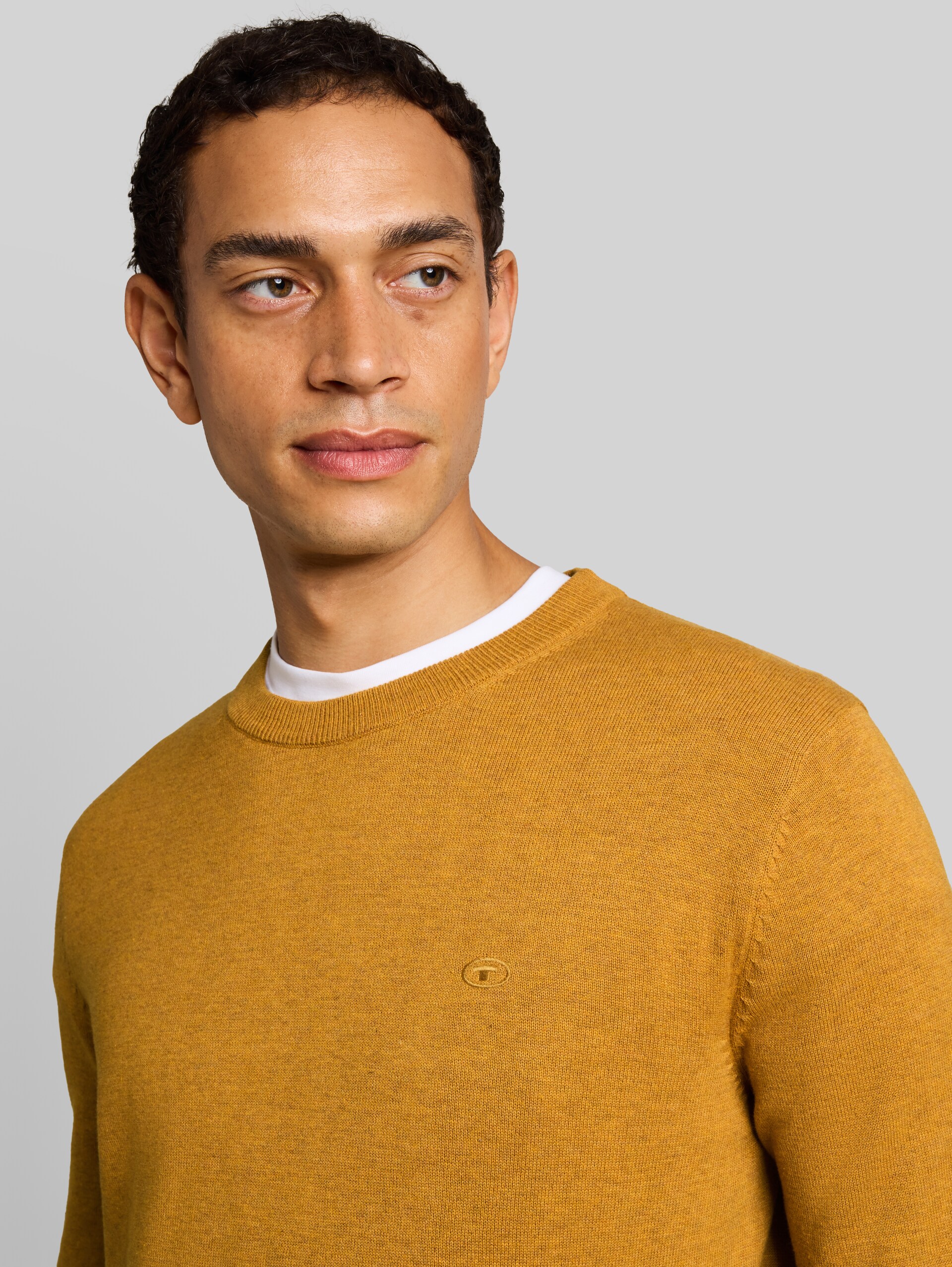 Pull en coton basique - mustard melange - Vue détaillée du modèle
