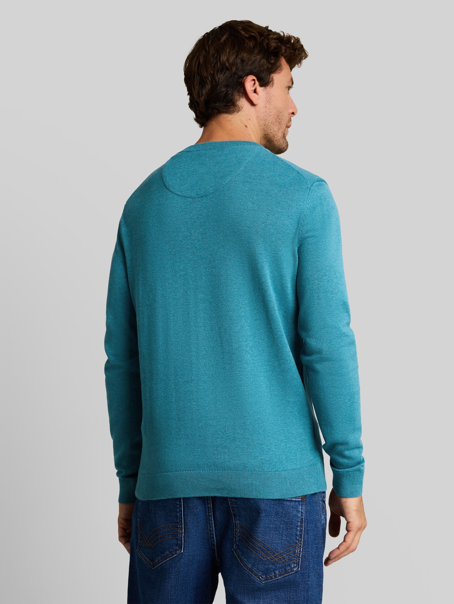 Pull en coton basique - bright teal melange