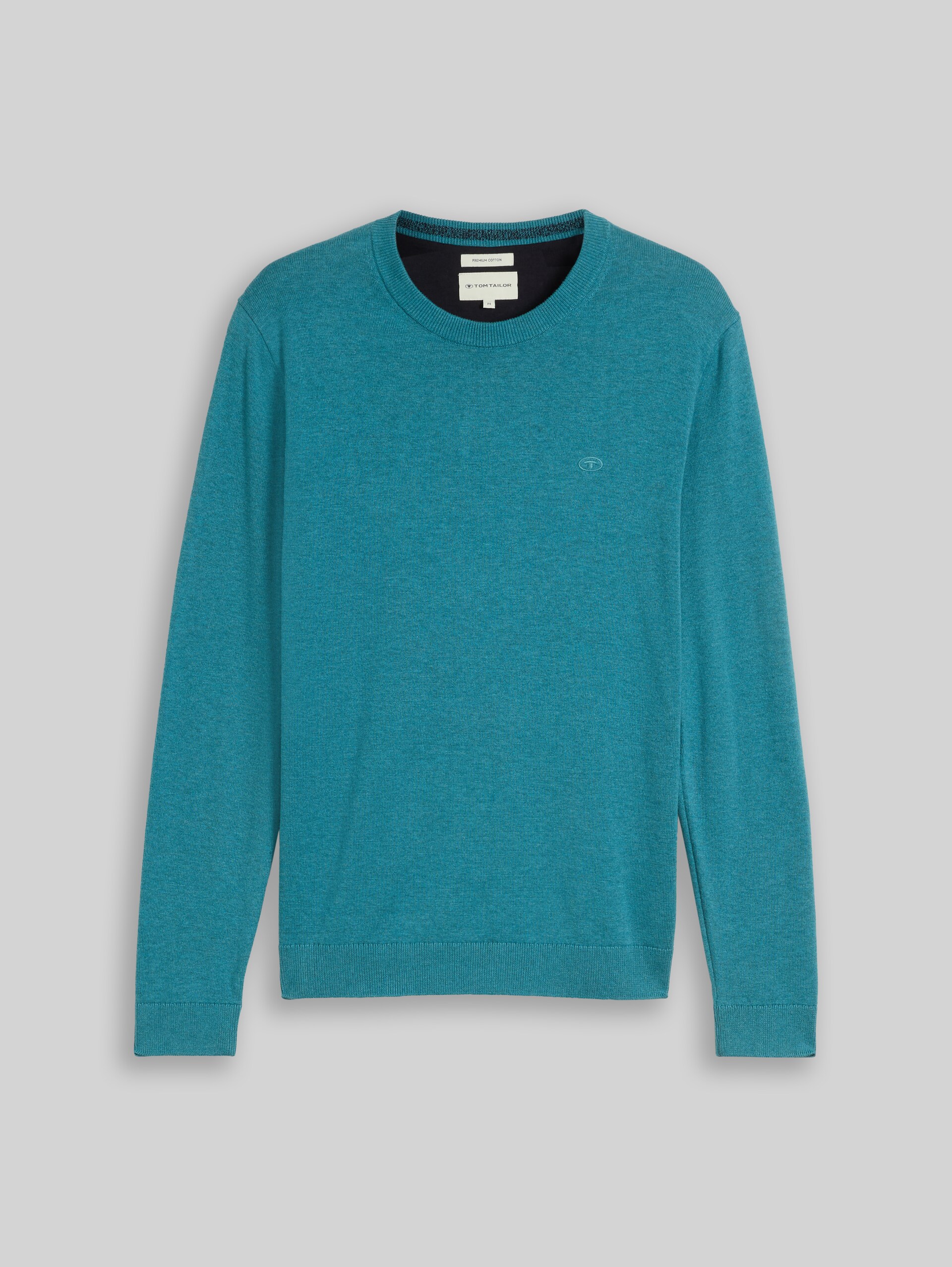 Pull en coton basique - bright teal melange