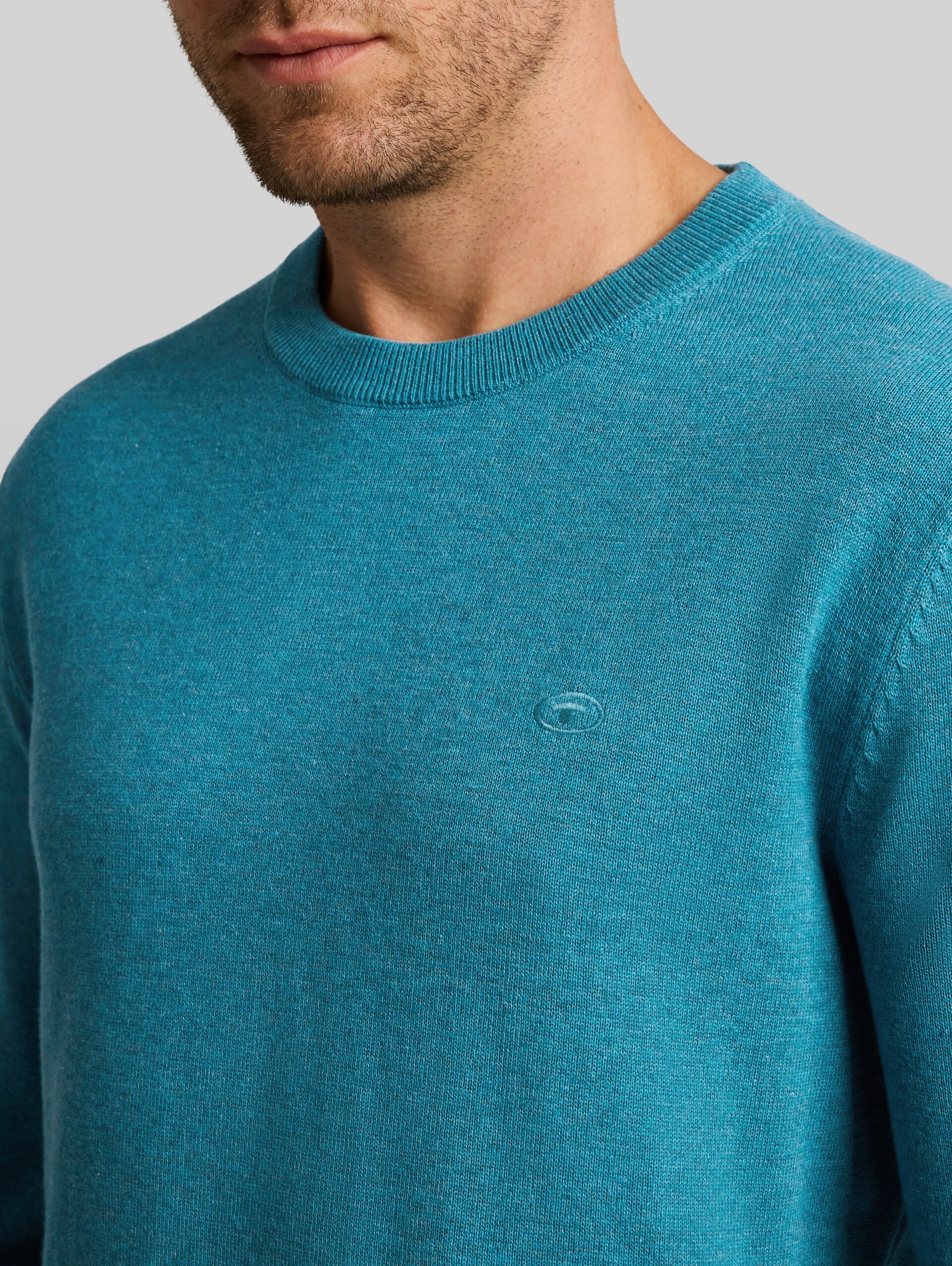 Pull en coton basique - bright teal melange - Vue détaillée du modèle
