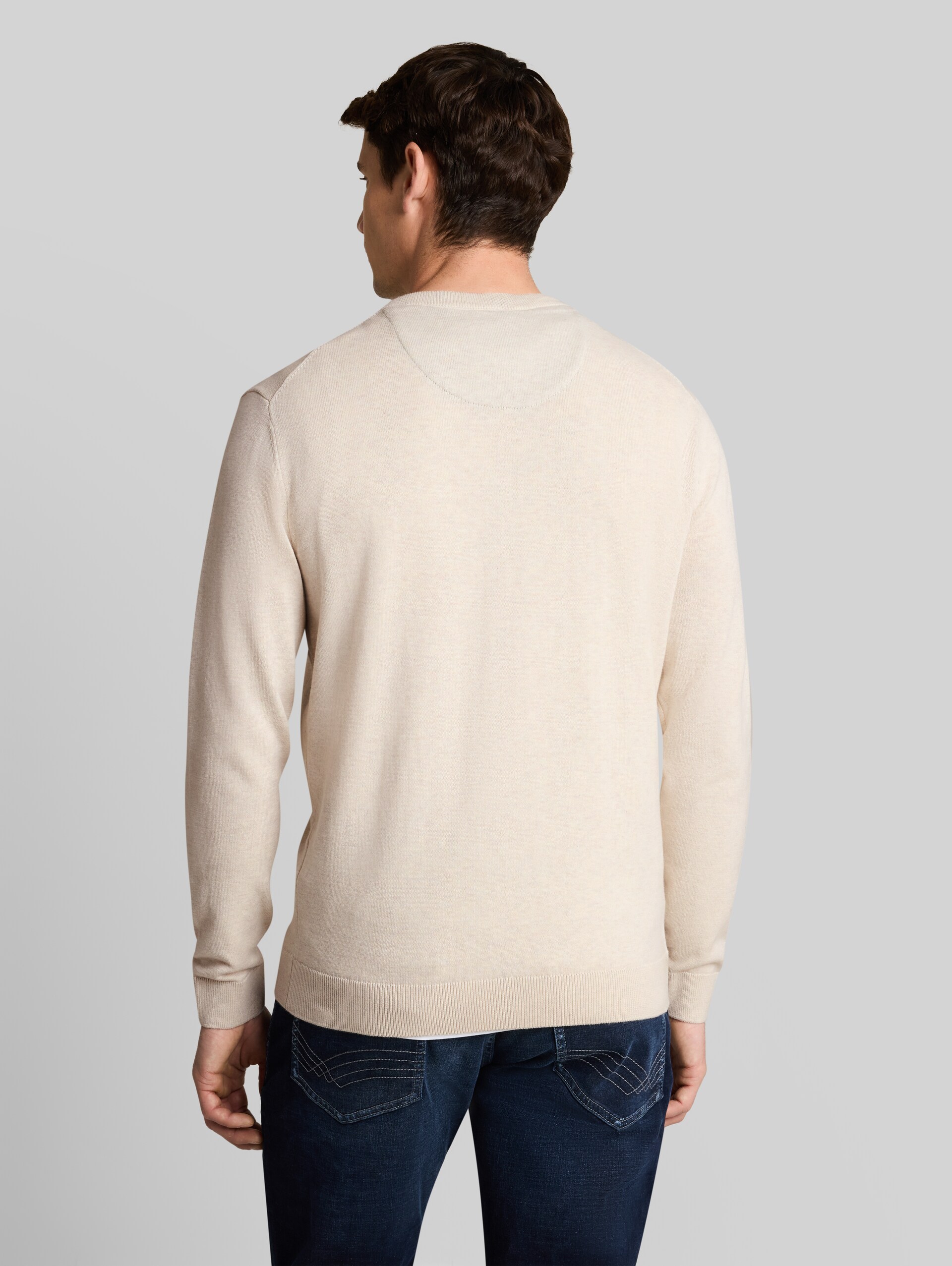 Pull en maille basique en coton - sand white melange