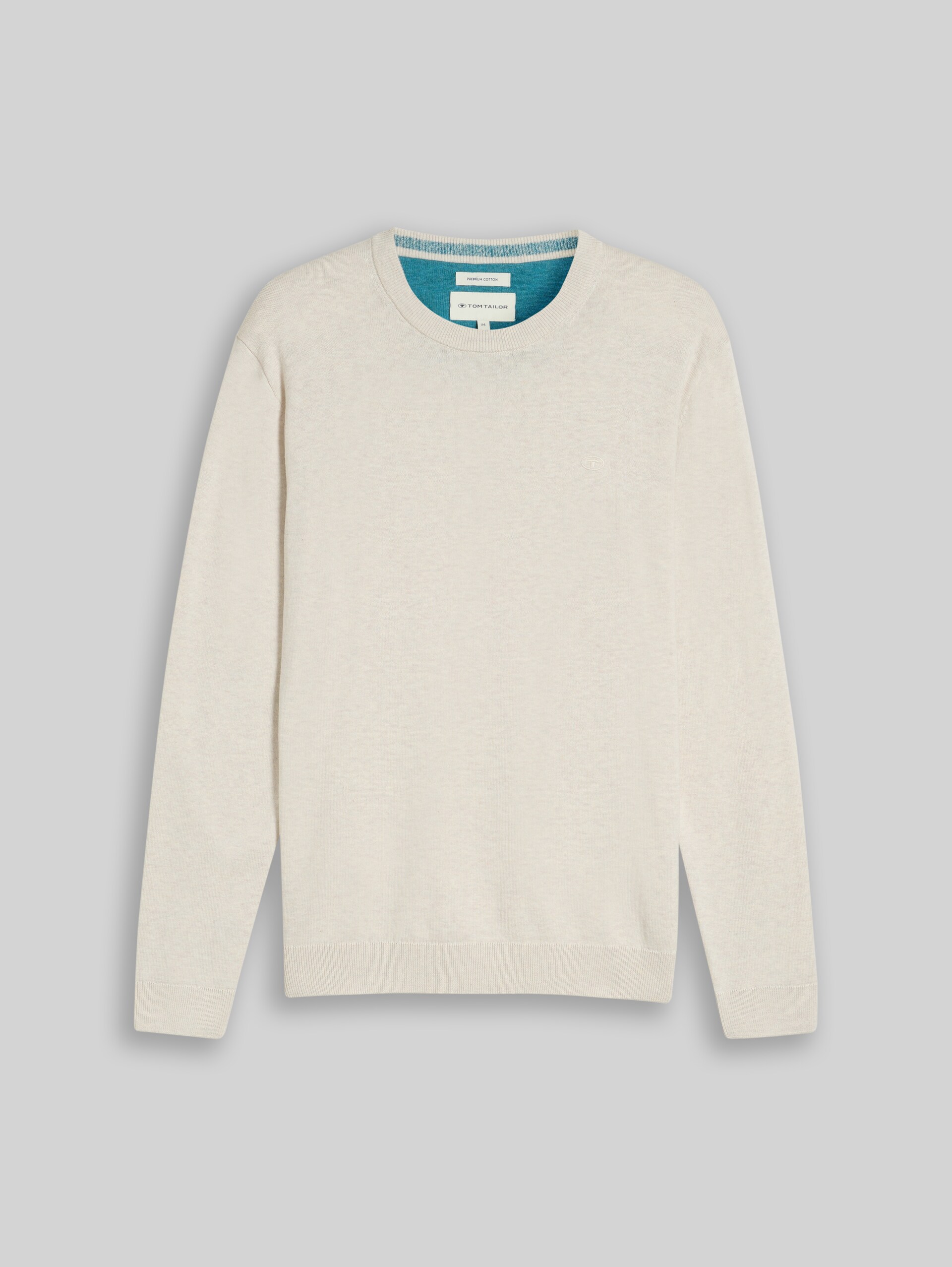 Pull en maille basique en coton - sand white melange