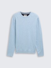 Pull en maille basique en coton - light metal blue melange