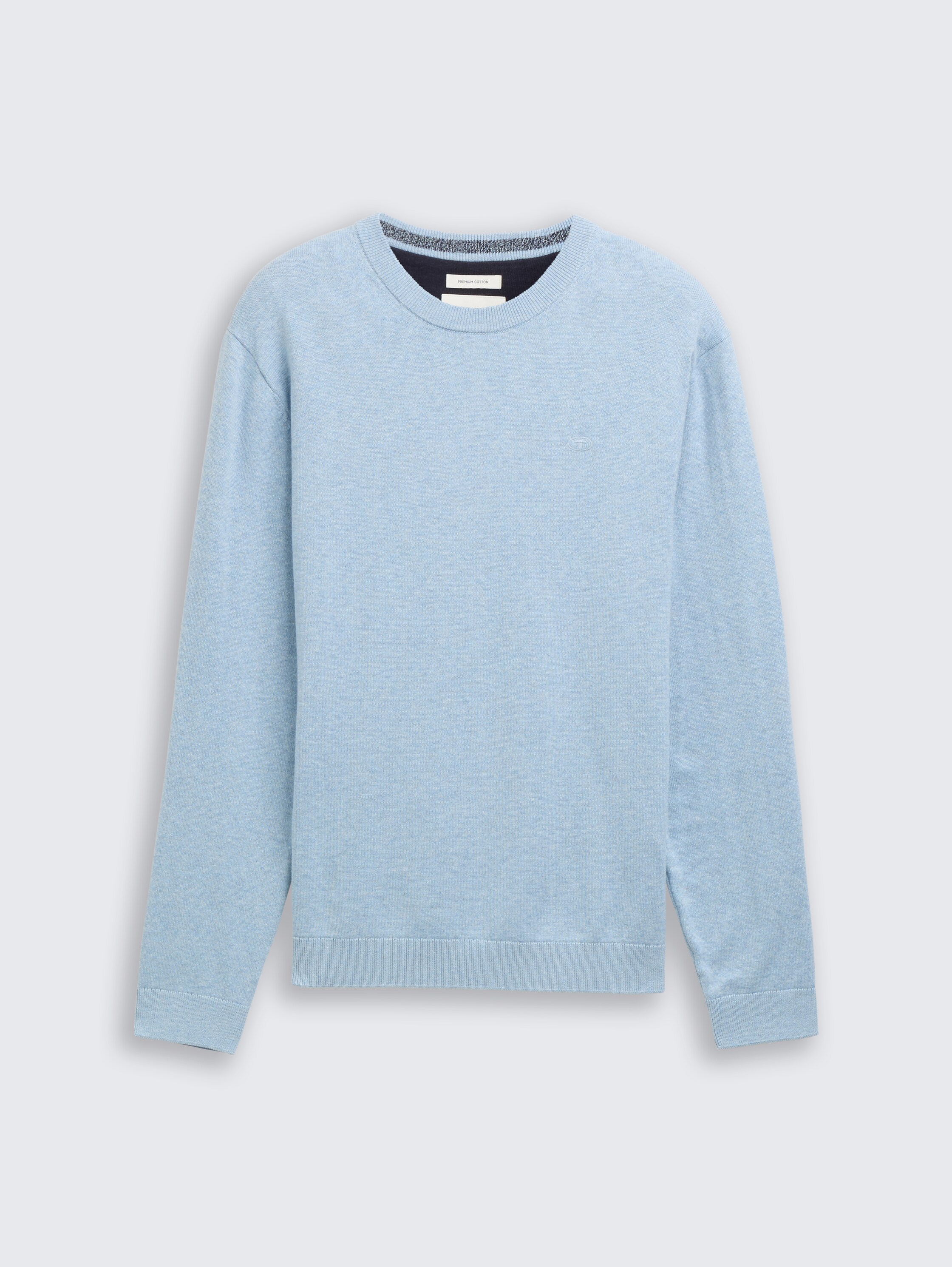 Basic gebreide trui van katoen - light_metal_blue_melange - 