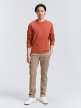 Pull en maille basique en coton - rust red melange - Vue de face du modèle