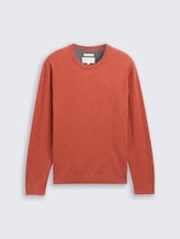 Pull en maille basique en coton - rust red melange
