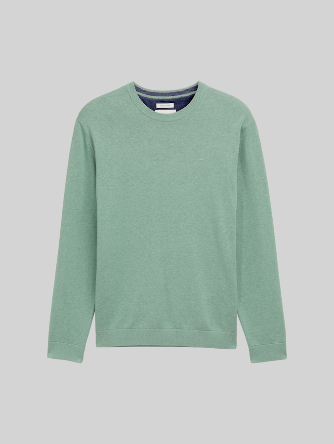 Basic katoenen gebreide trui door Men, dust green melange