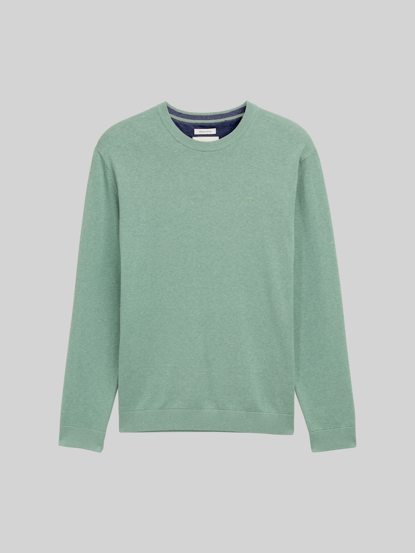 Basic Strickpullover aus Baumwolle von Men, dust green melange