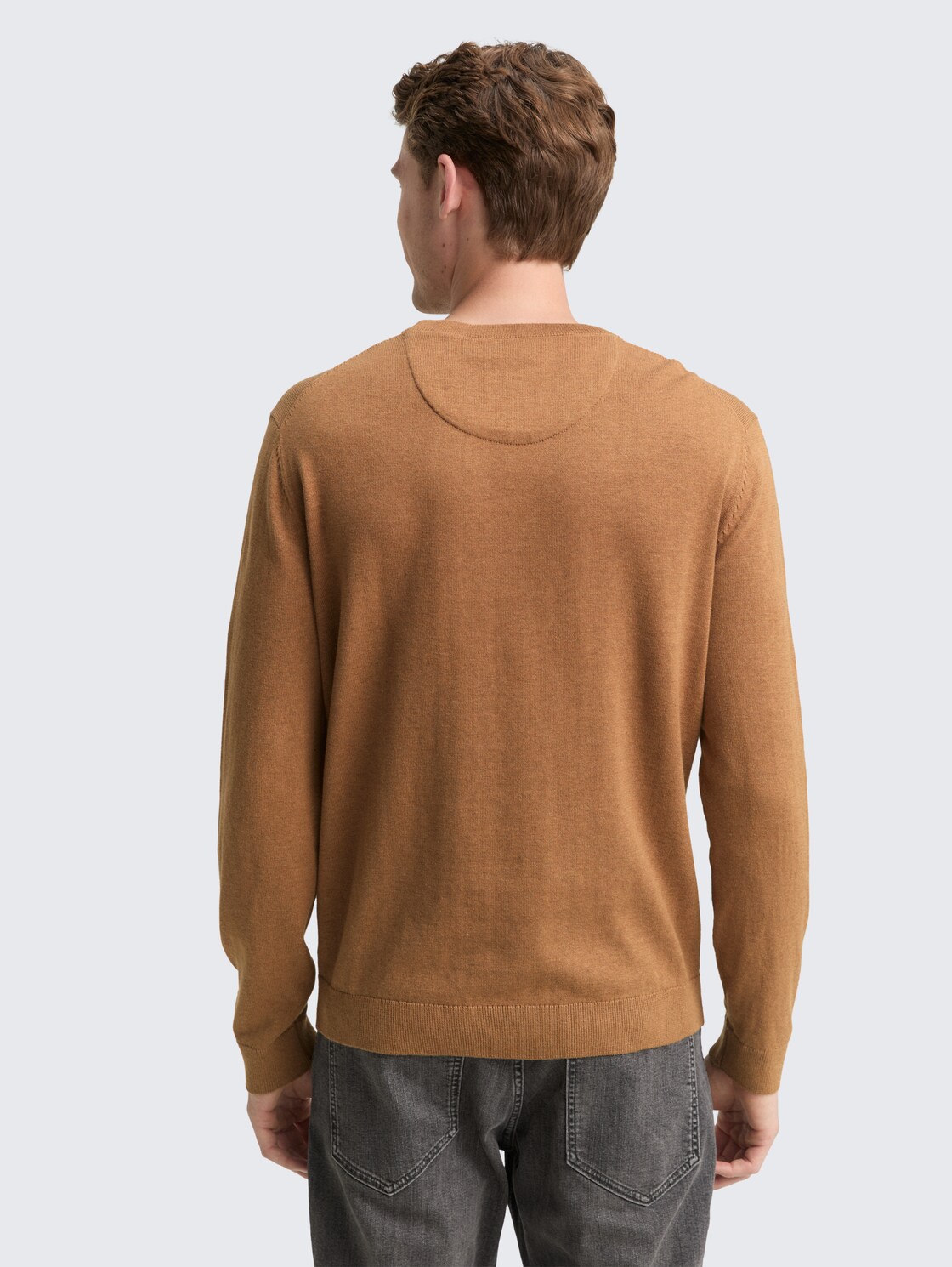Basic Strickpullover aus Baumwolle - mid brown melange