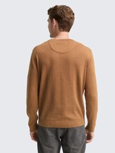 Pull en maille basique en coton - mid brown melange