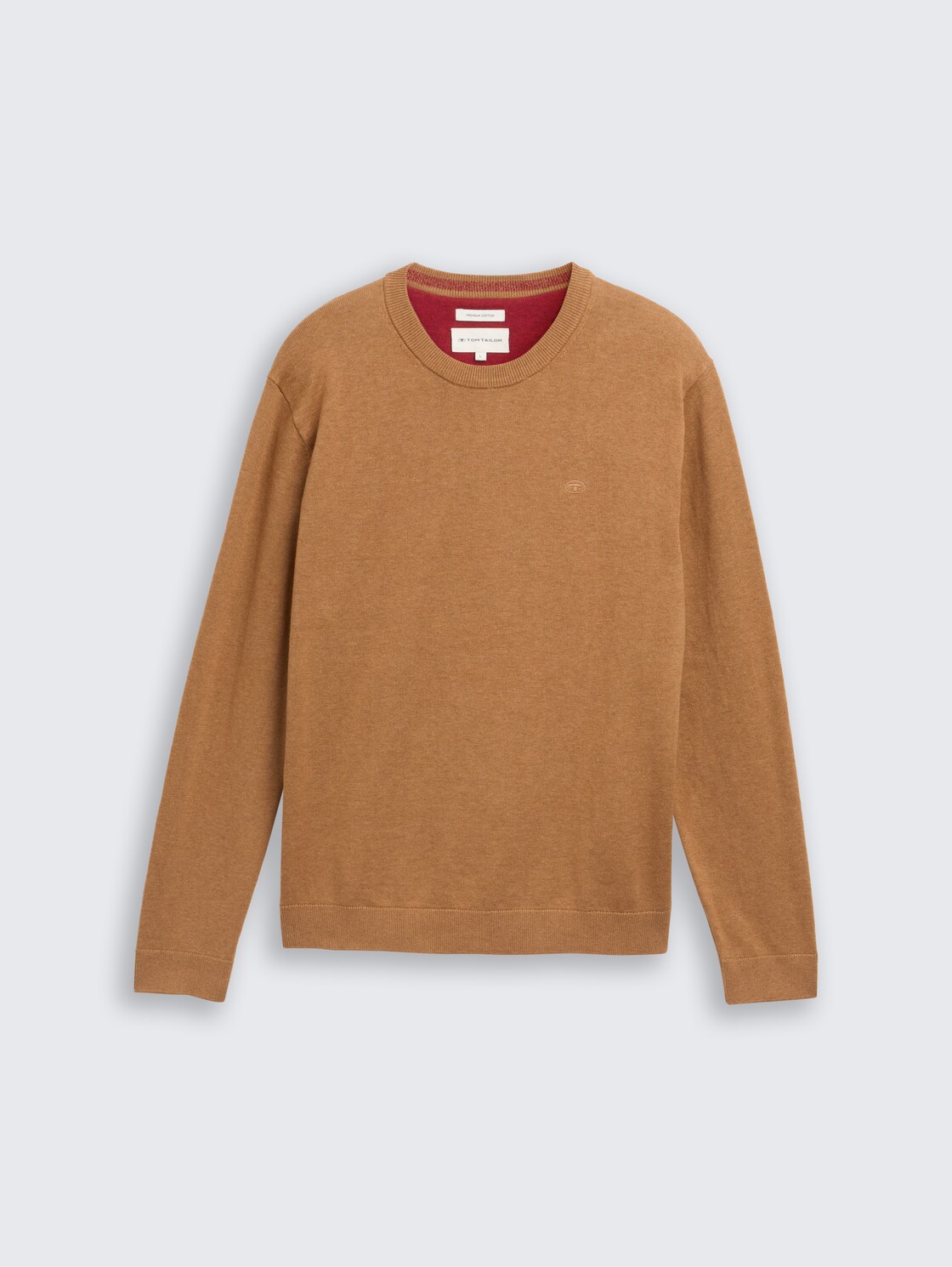 Basic Strickpullover aus Baumwolle - mid brown melange