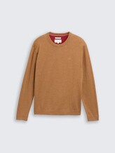 Pull en maille basique en coton - mid brown melange