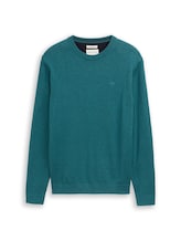 Ausgewählt, Basic Strickpullover aus Baumwolle von Tom Tailor, grün