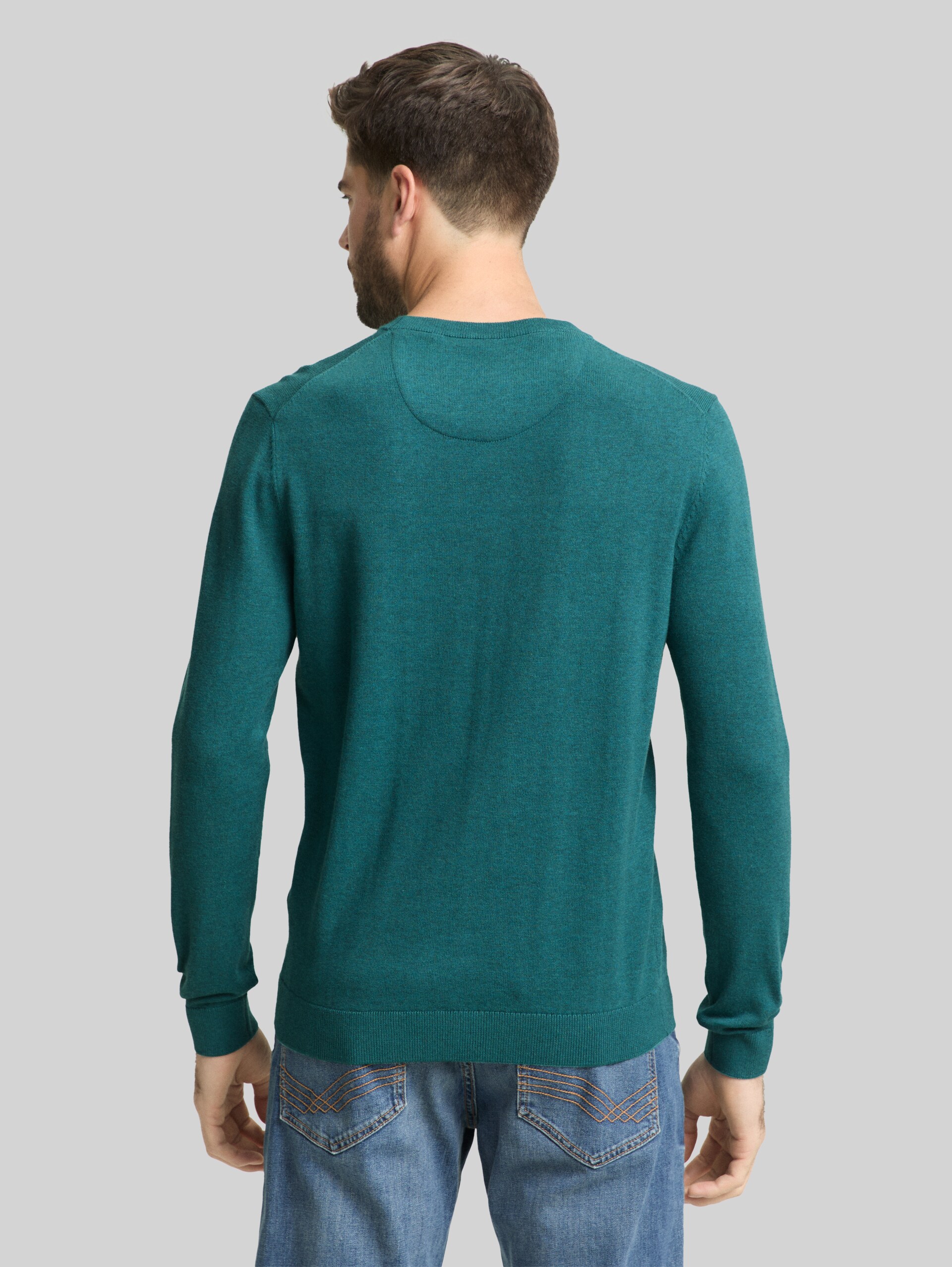 Basic Strickpullover aus Baumwolle - classic petrol melangee