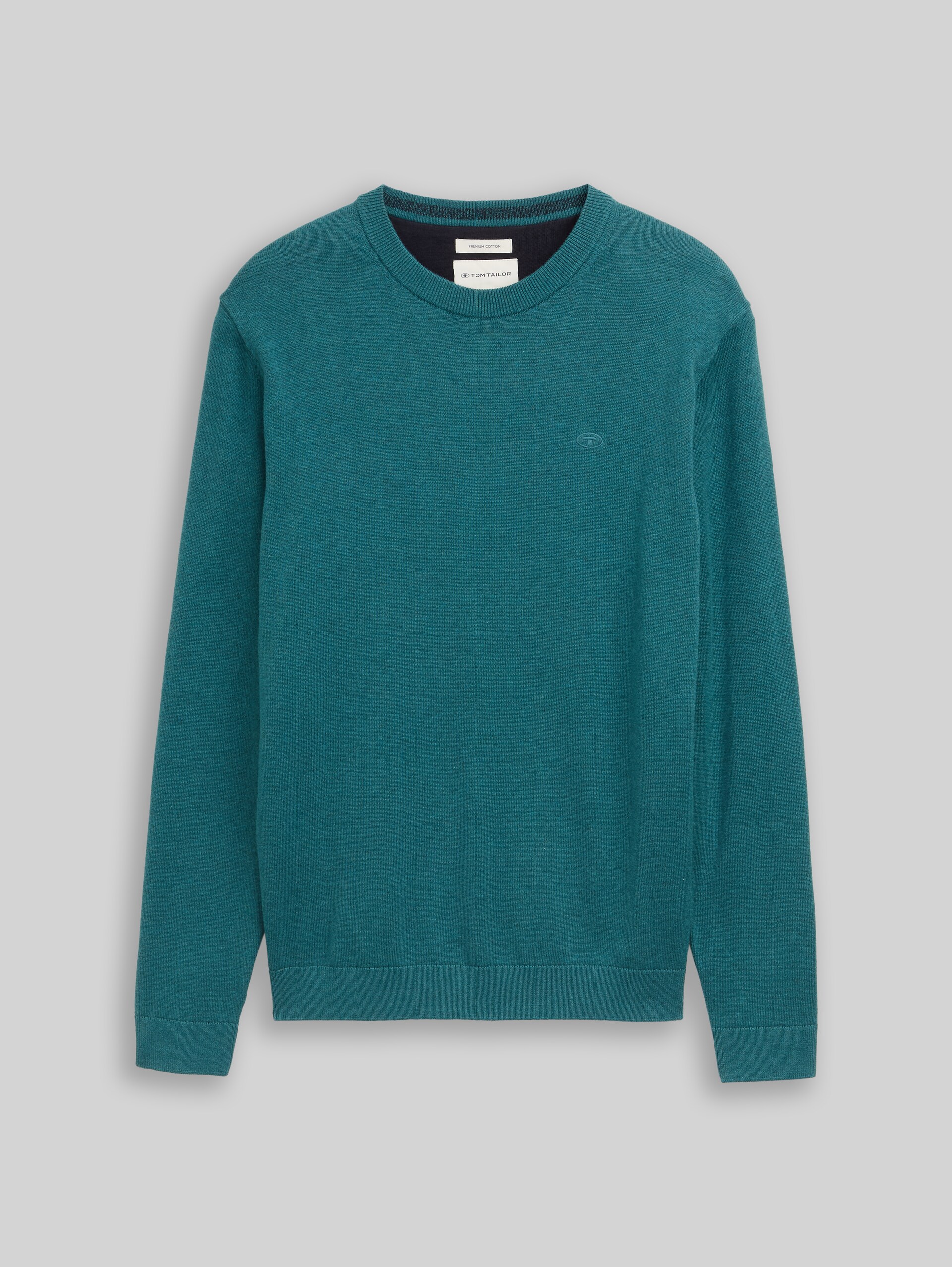 Basic Strickpullover aus Baumwolle - classic petrol melangee