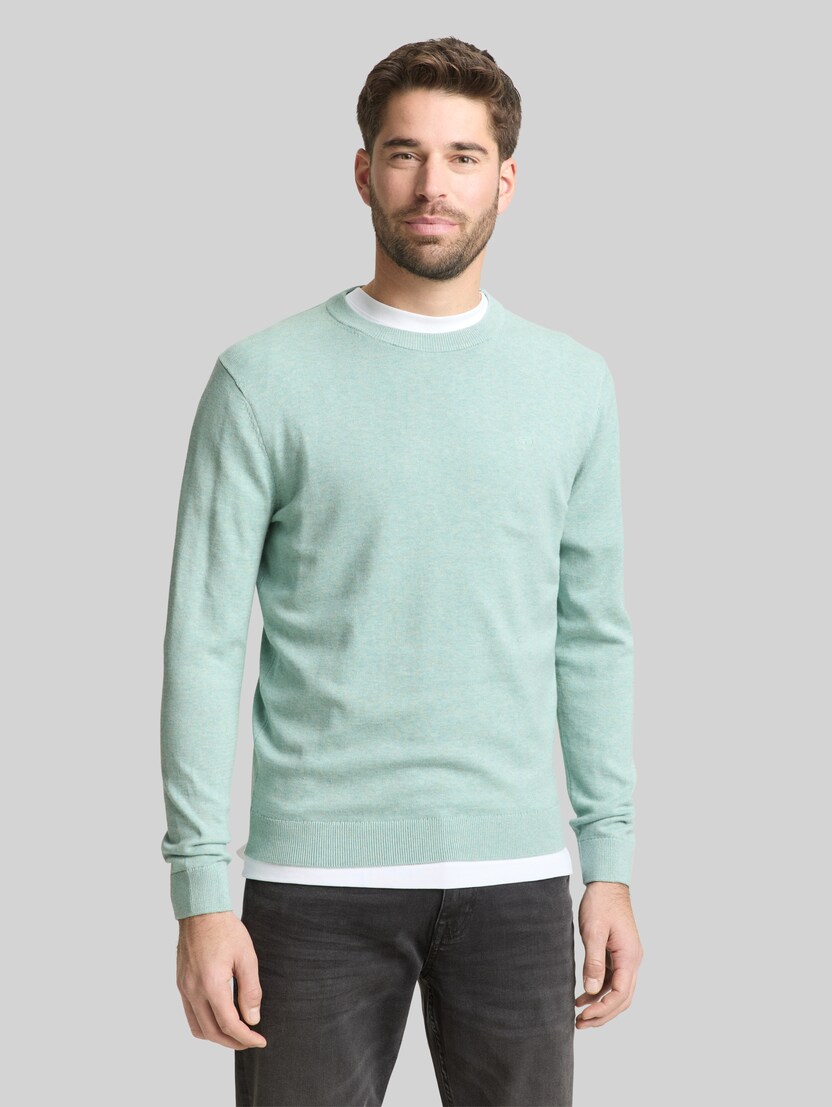 Basic katoenen gebreide trui door Men, soft greyish green melange