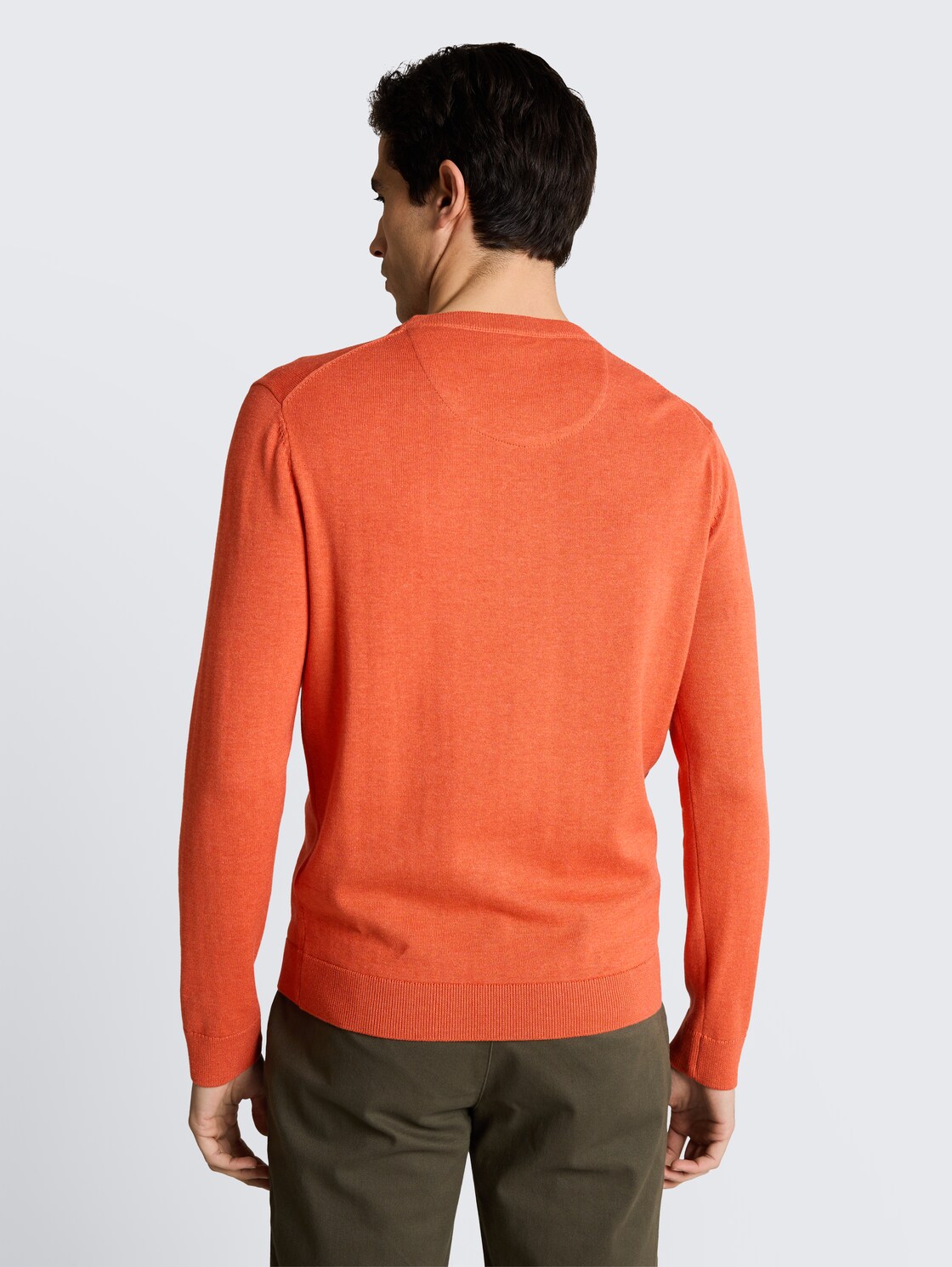 Basic Strickpullover aus Baumwolle - chili orange melange