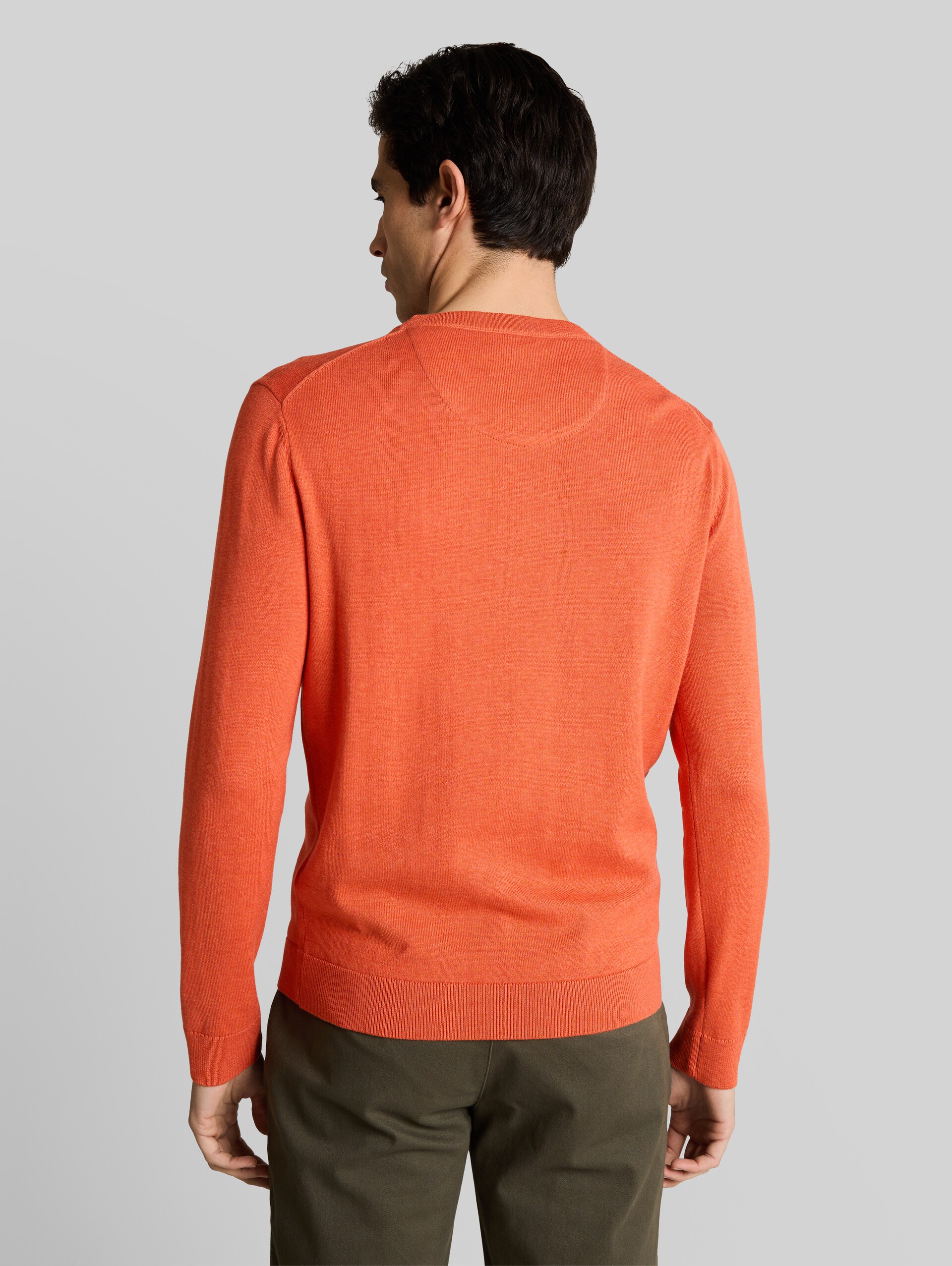 Basic knitted jumper in cotton - chili orange melange