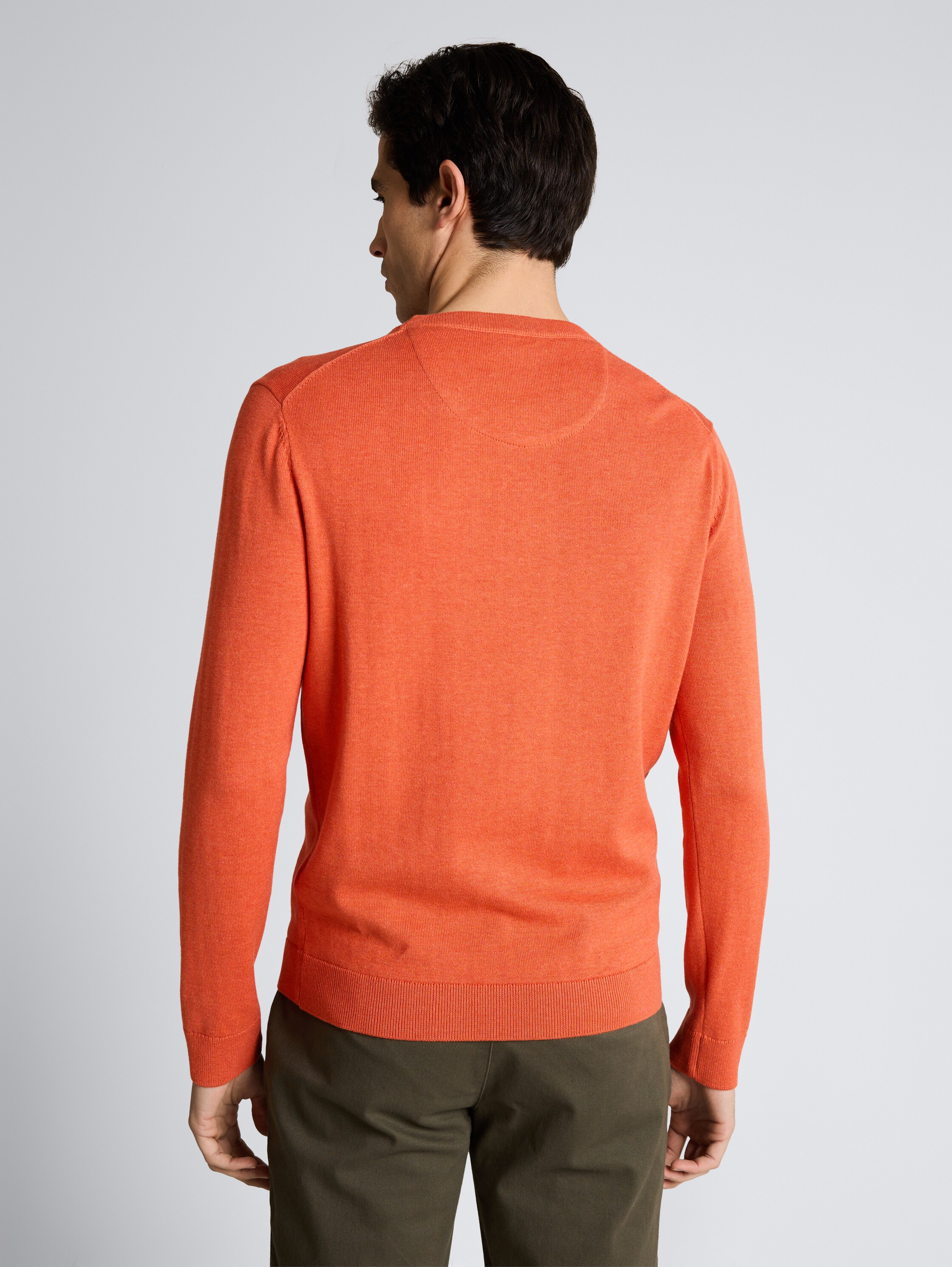 Basic Strickpullover aus Baumwolle - chili orange melange