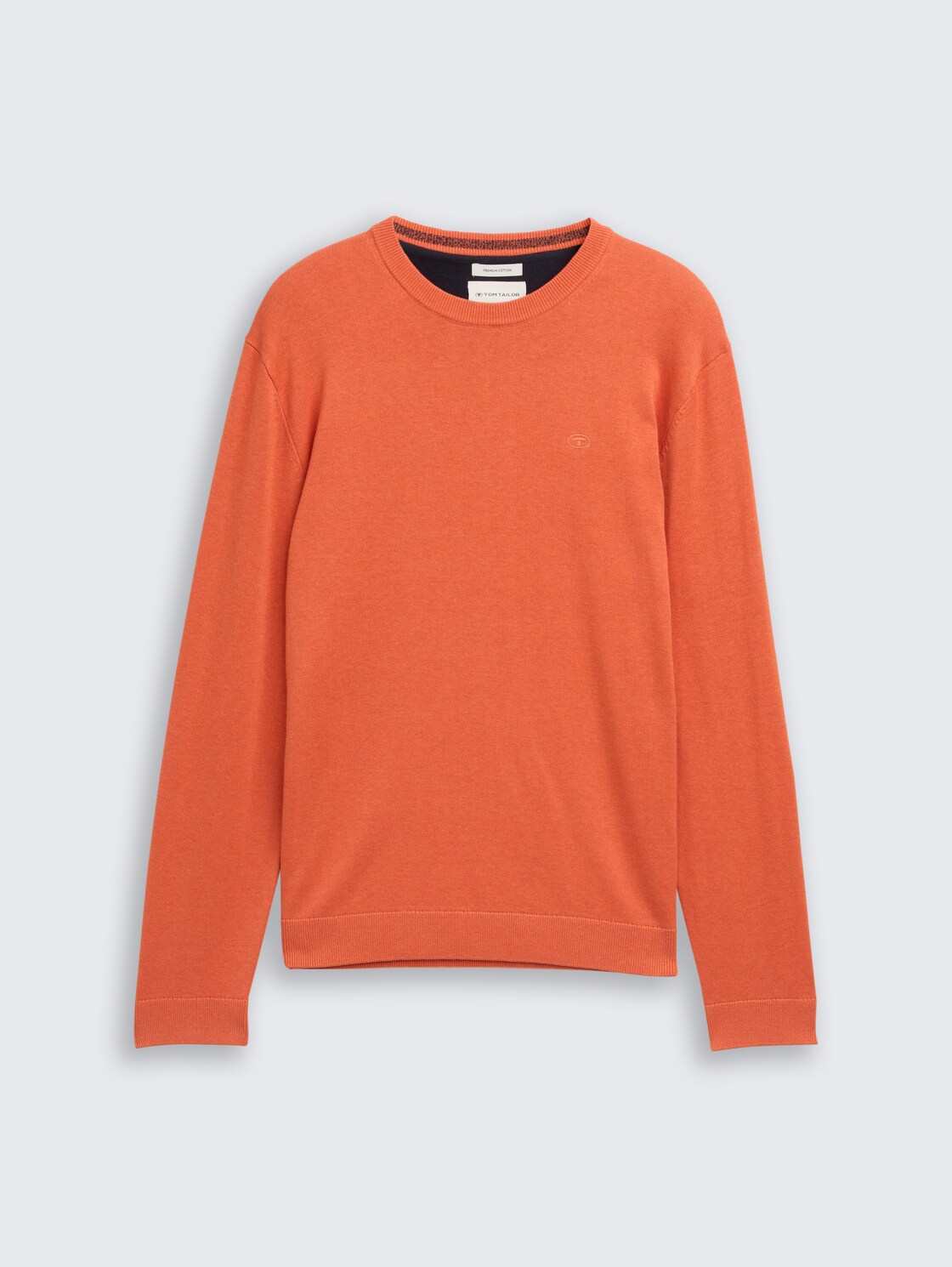 Basic Strickpullover aus Baumwolle - chili orange melange