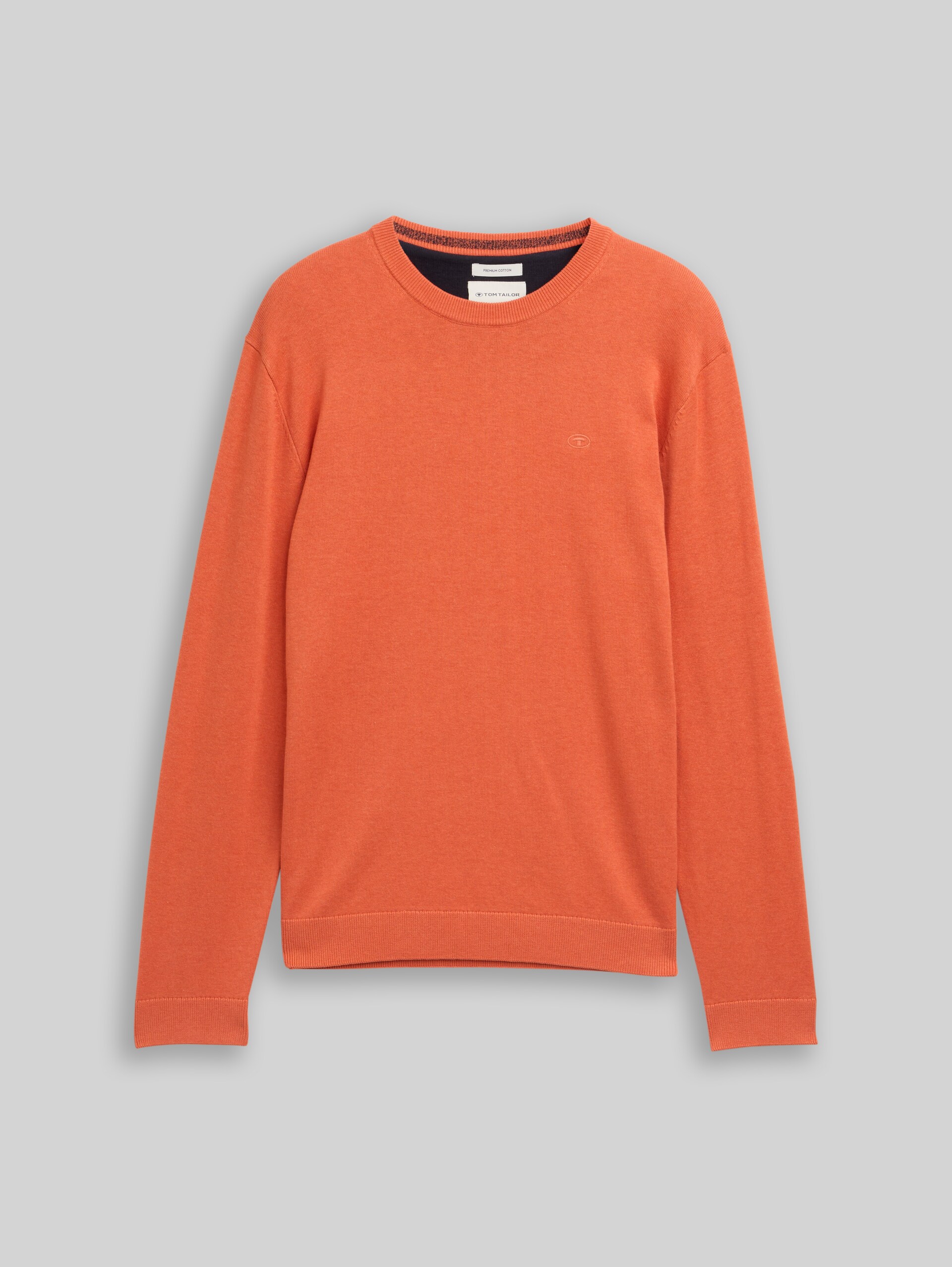 Basic knitted jumper in cotton - chili orange melange