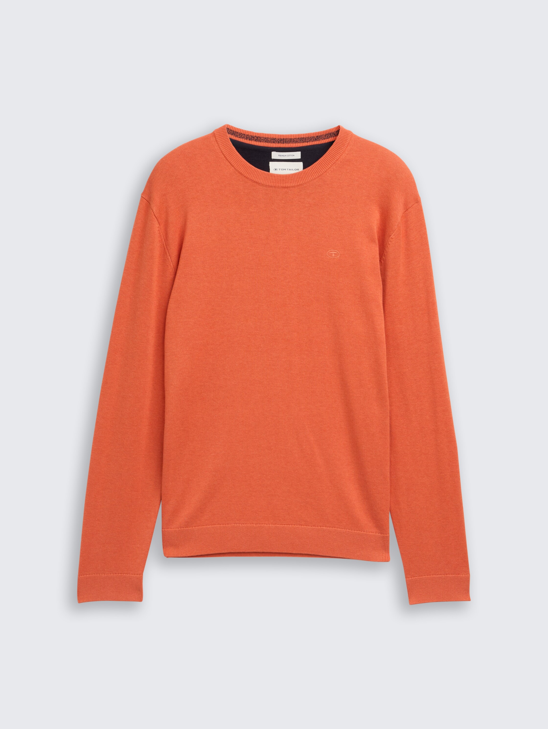 Basic Strickpullover aus Baumwolle - chili orange melange