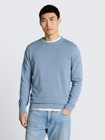 Basic Strickpullover aus Baumwolle von Men, mountain spring blue melange