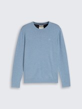 Pull en maille basique en coton - mountain spring blue melange