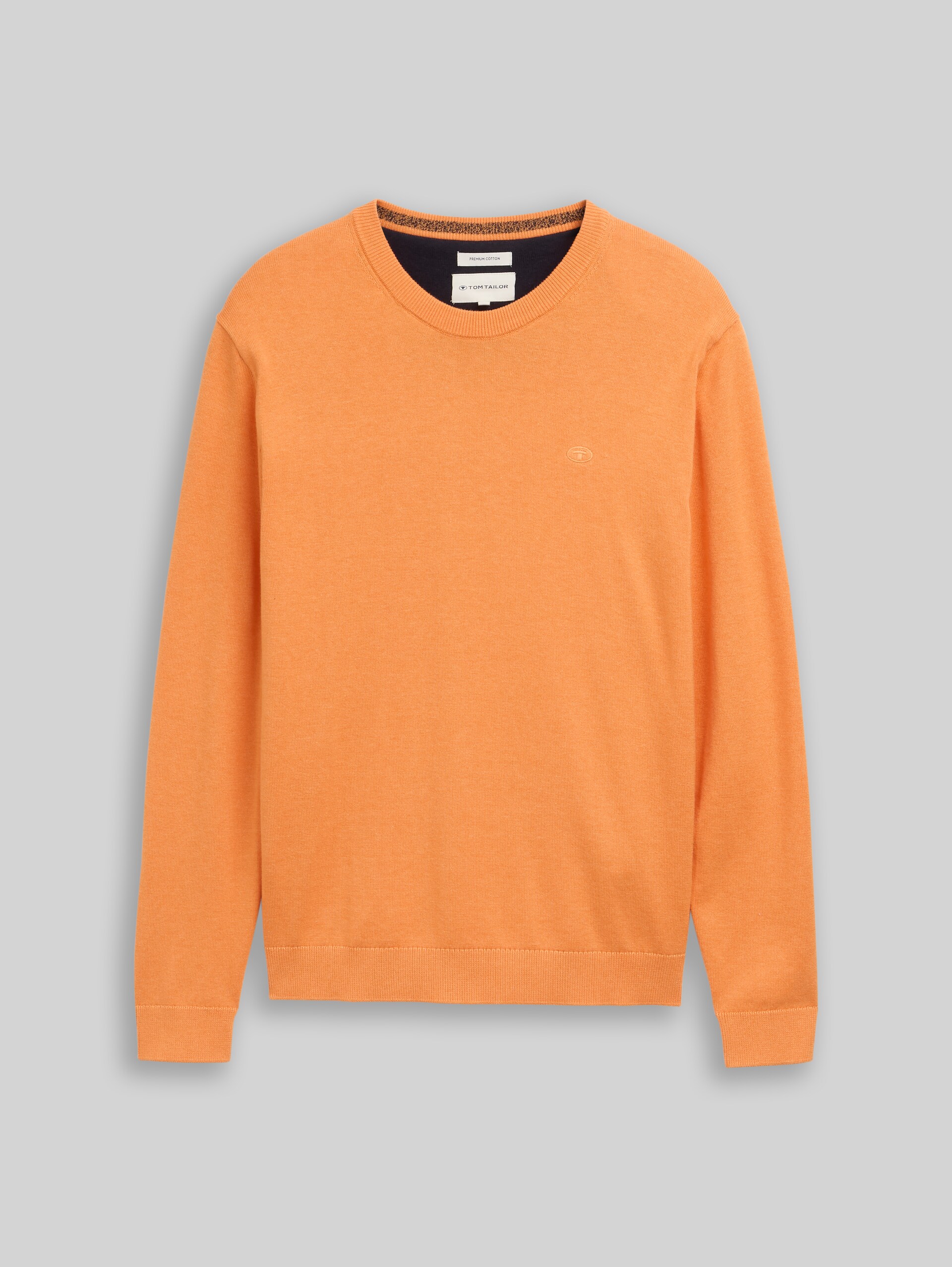 Basic Strickpullover aus Baumwolle - soft orange melange