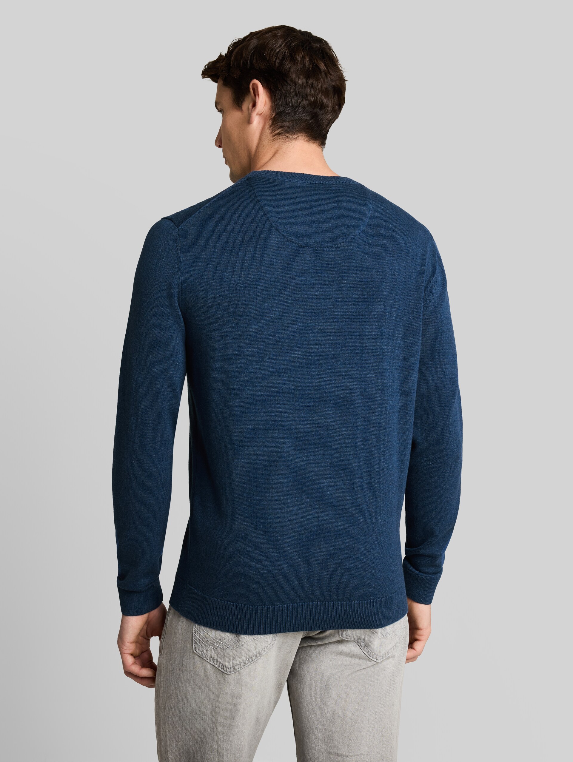 Pull en maille basique en coton - dark duck blue melange
