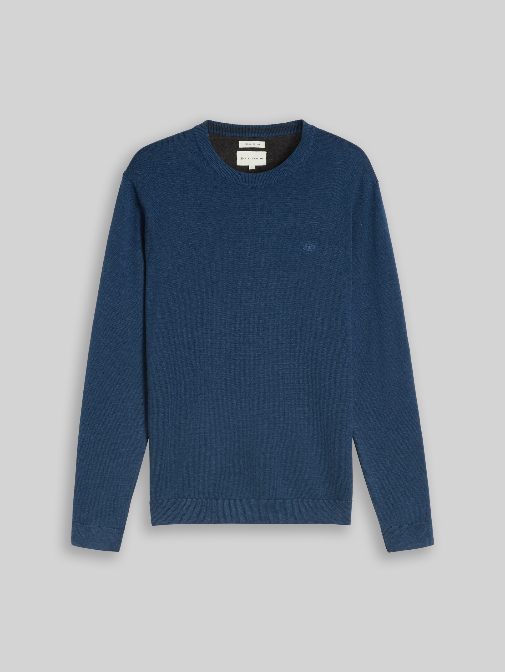 Pull en maille basique en coton - dark duck blue melange