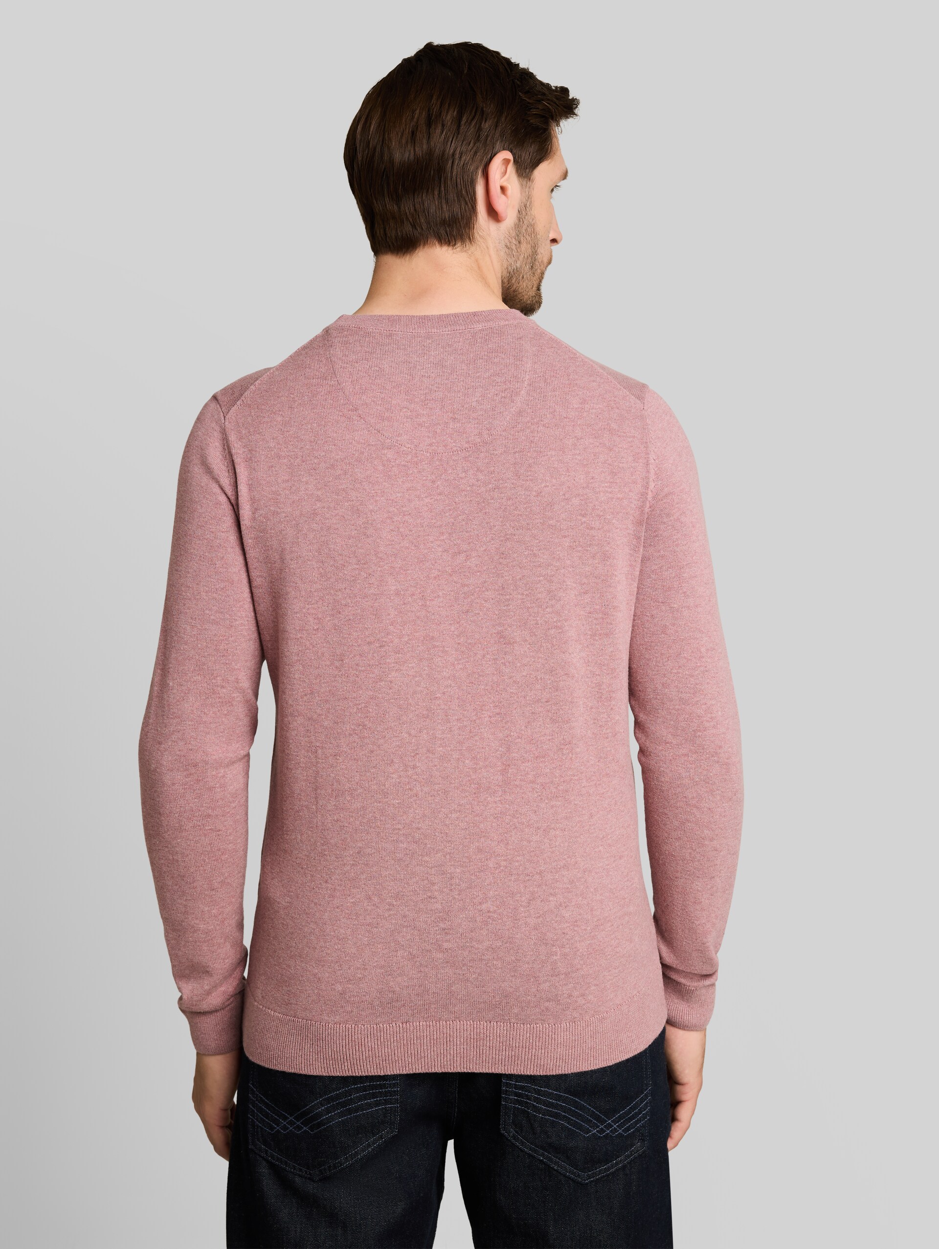 Basic Strickpullover aus Baumwolle - dusty rose melange