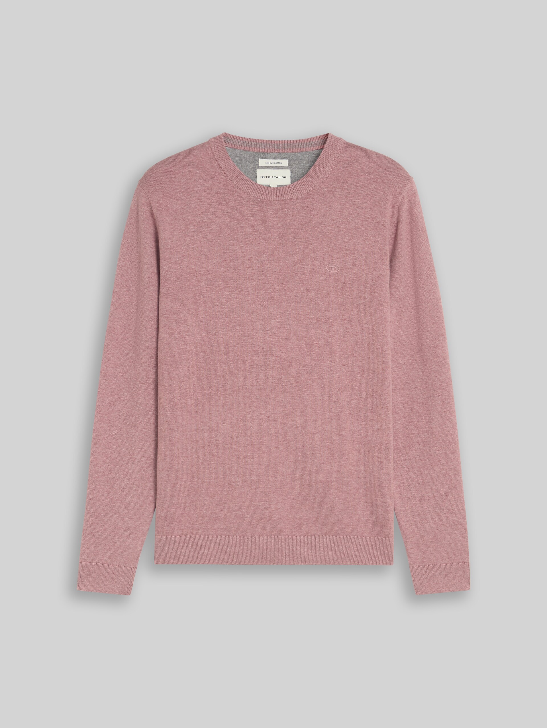 Basic Strickpullover aus Baumwolle - dusty rose melange