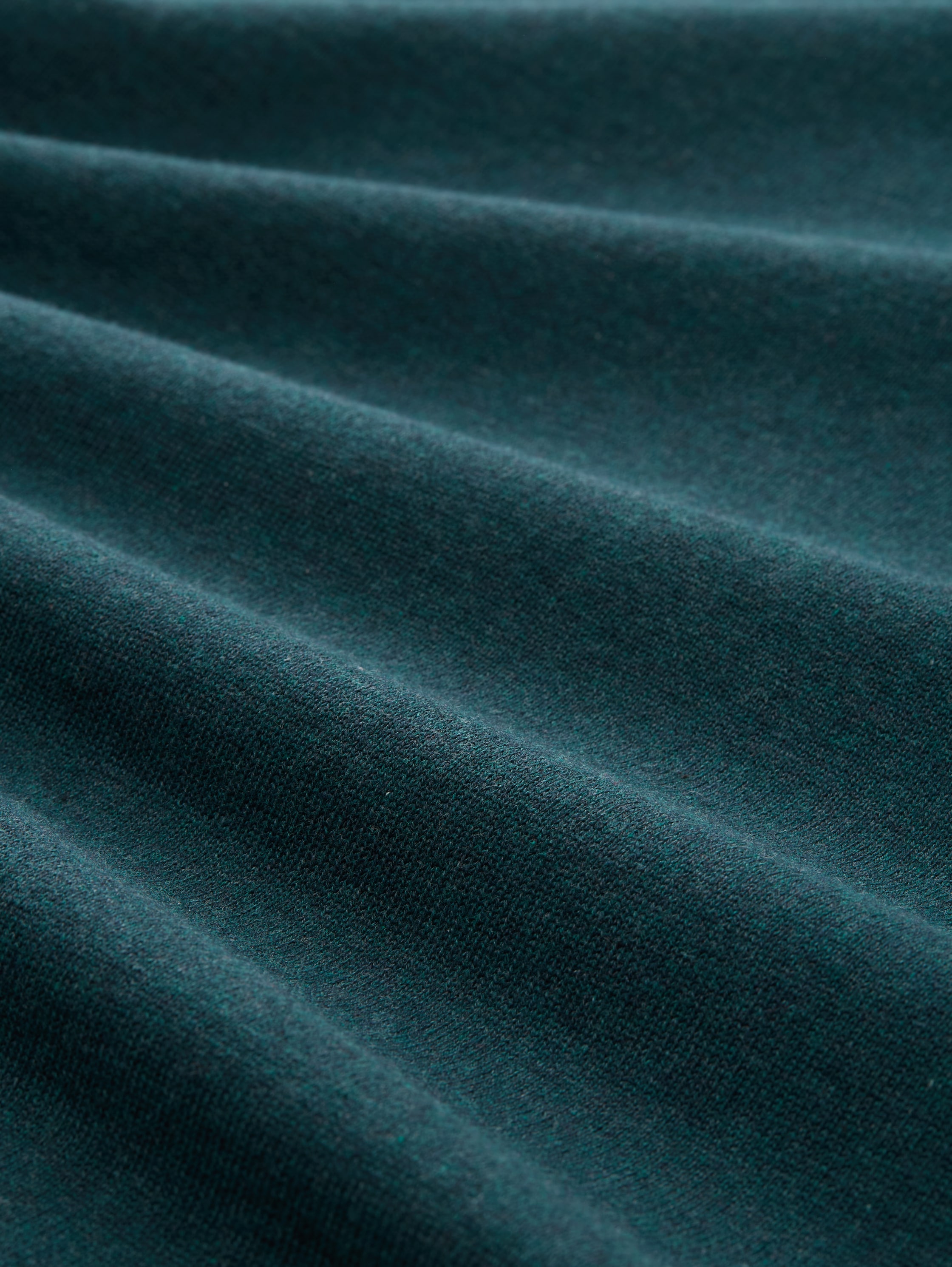 Strickpullover mit V-Ausschnitt aus Baumwolle - sapphire green melange - Material-Ansicht