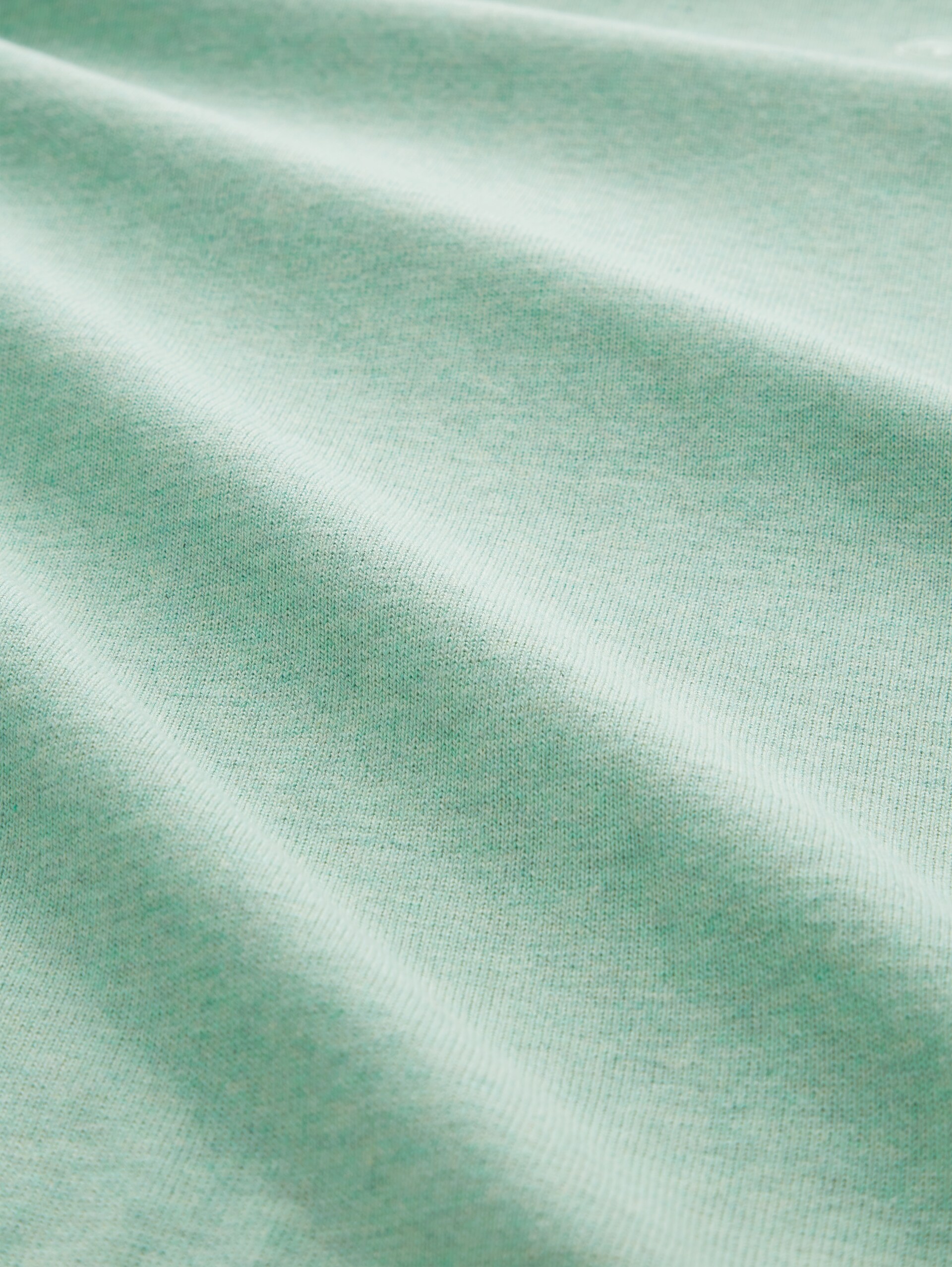 Strickpullover mit V-Ausschnitt aus Baumwolle - soft jade melange - Material-Ansicht
