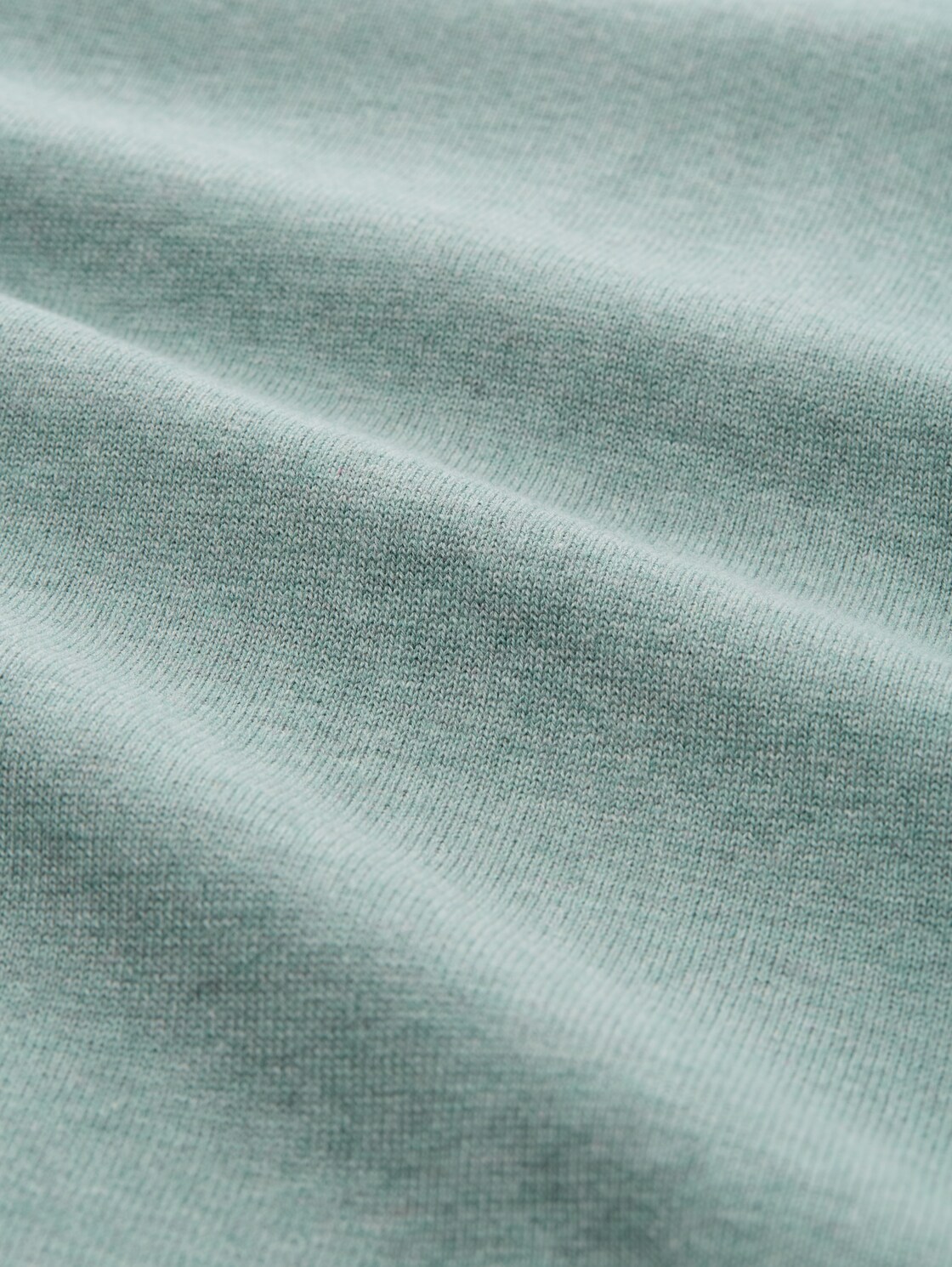 Strickpullover mit V-Ausschnitt aus Baumwolle - dark smoke green melange - Material-Ansicht