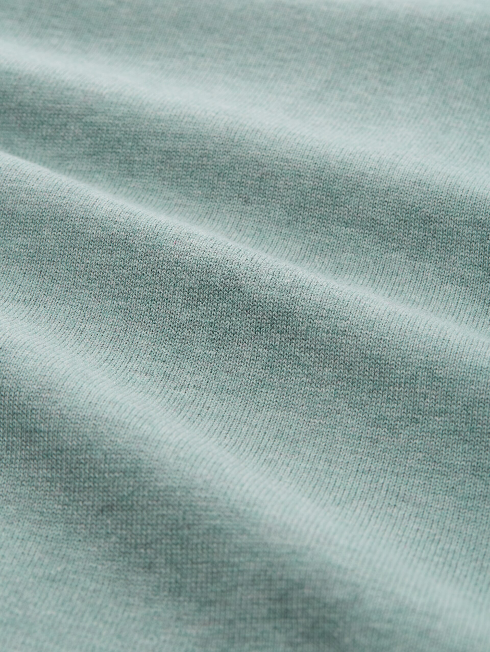 Cotton knit jumper with V-neck - dark smoke green melange - Material view