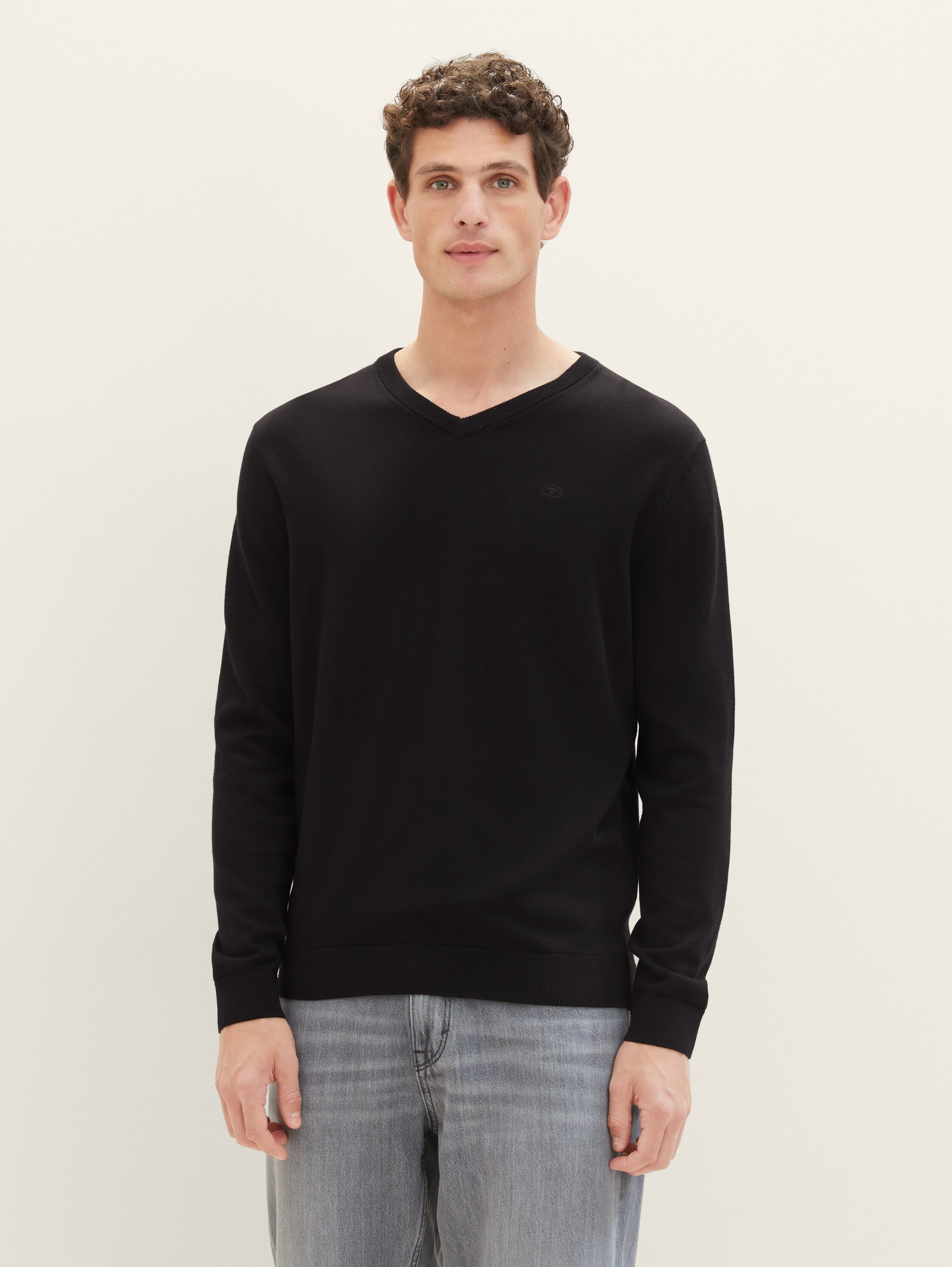 Strickpullover mit V-Ausschnitt aus Baumwolle - 3