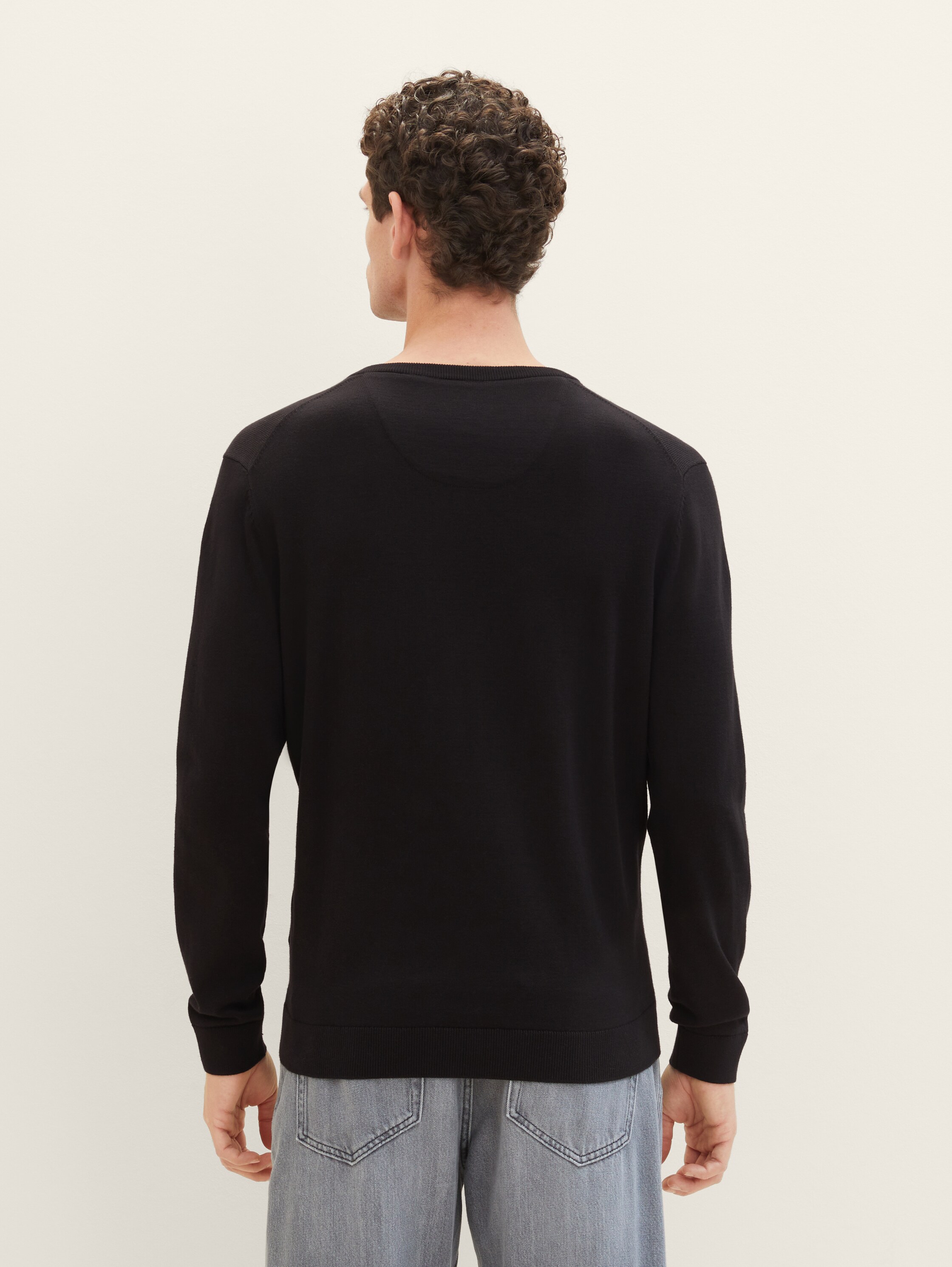 Strickpullover mit V-Ausschnitt aus Baumwolle - 4