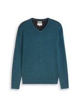 Nicht ausgewählt, Strickpullover mit V-Ausschnitt aus Baumwolle von Tom Tailor, grün