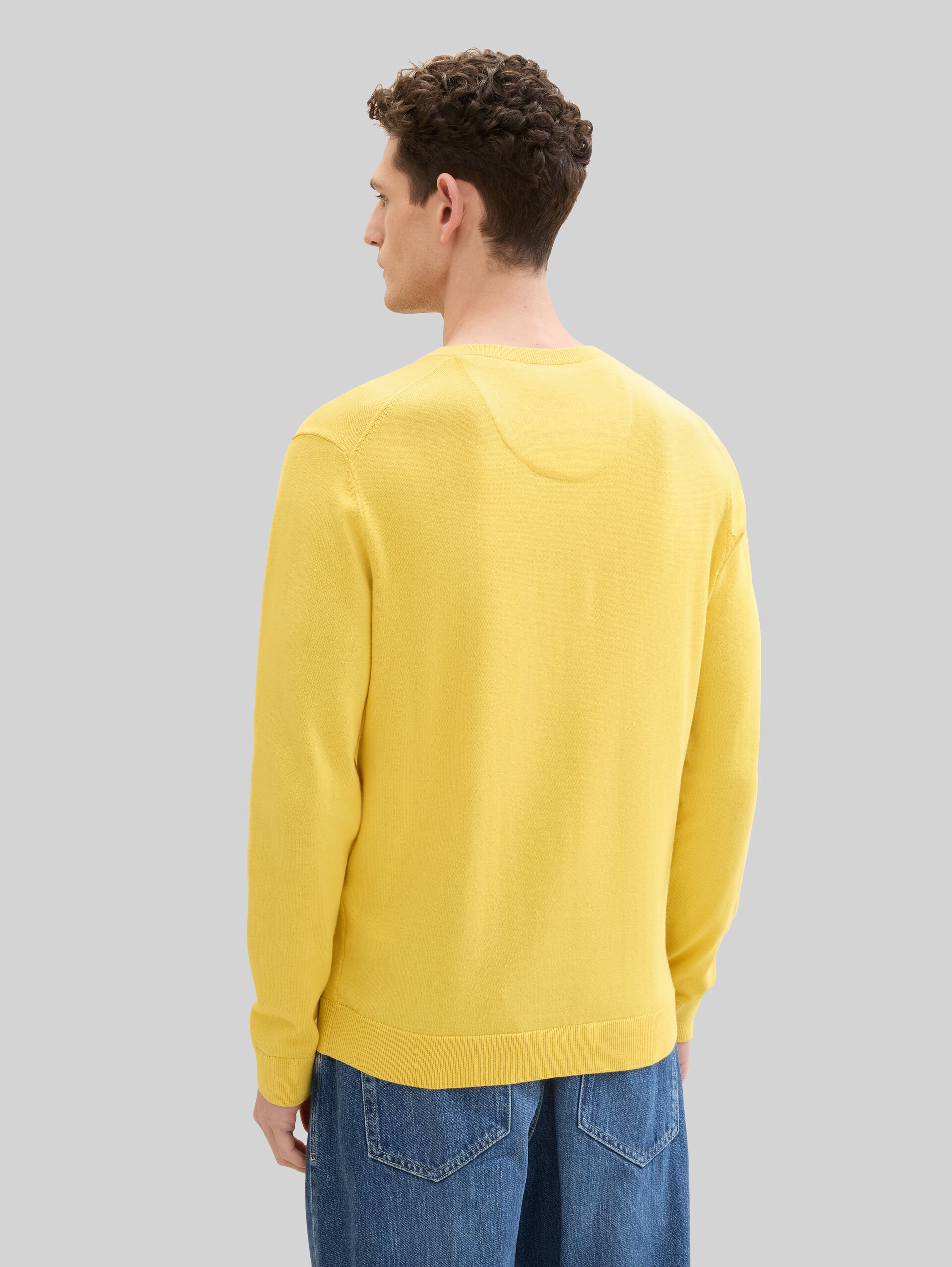 Pull en maille à col en V en coton - sunny yellow