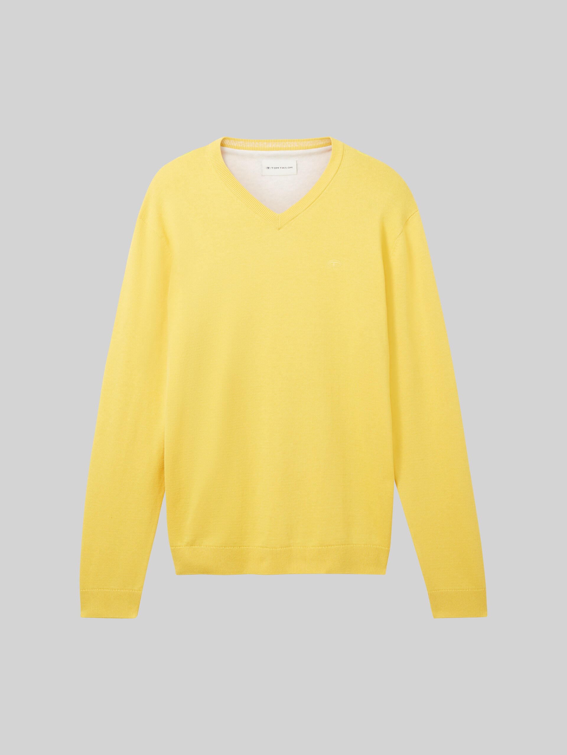 Pull en maille à col en V en coton - sunny yellow
