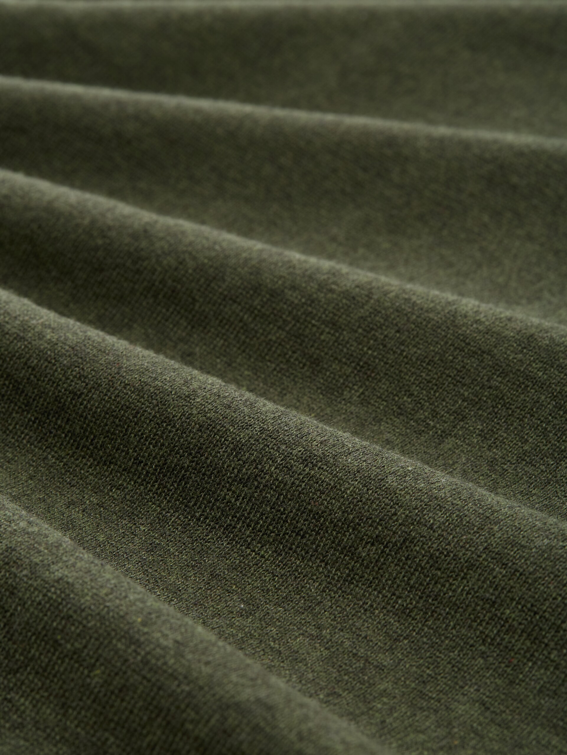 Gebreide trui met V-hals van katoen - rosin green melange - Materiaalweergave