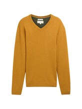 Not Selected, Cotton knit jumper with V-neck by , yellow