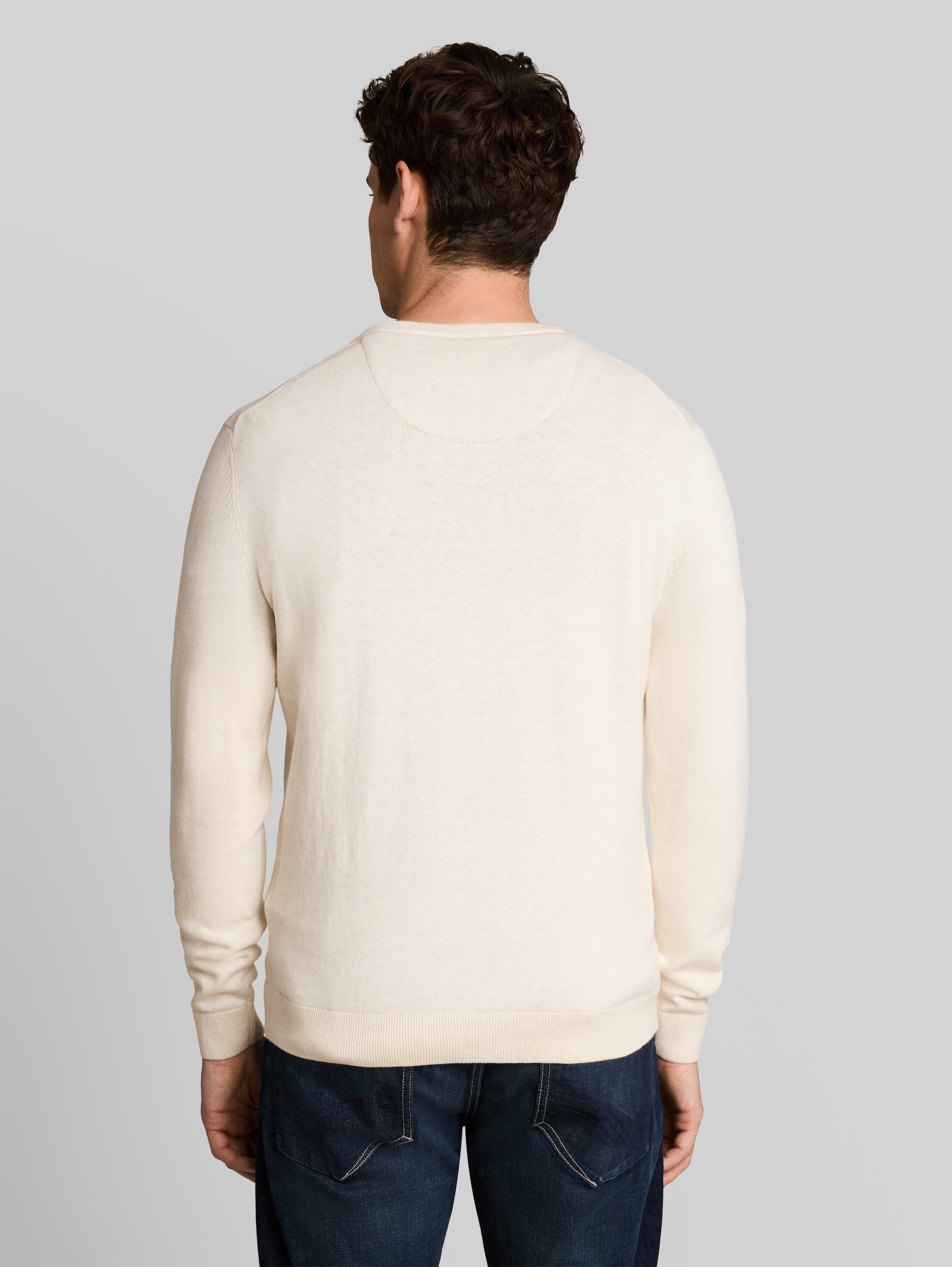 Pull en coton à col en V - soft buttercream melange
